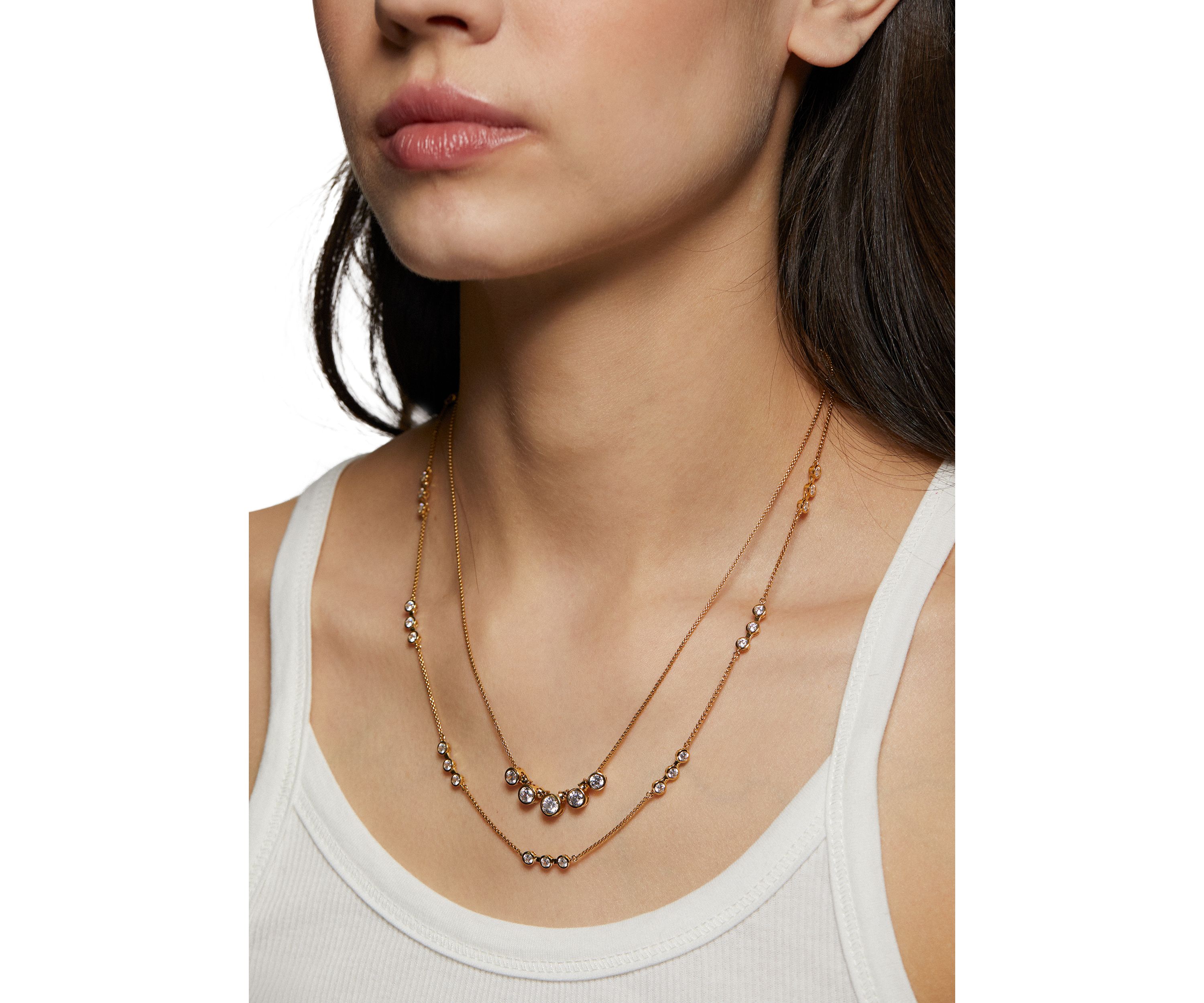 Gold Plated Brooklyn Double Row Necklace