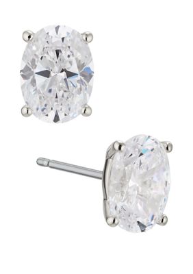Nadri Modern Love Large Oval Cubic Zirconia Earrings, Silver