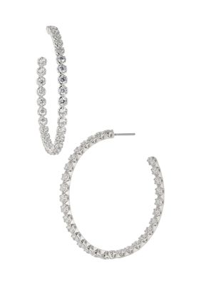 Louis Vuitton Silvertone/White Monogram Sweet Large Hoop Earrings