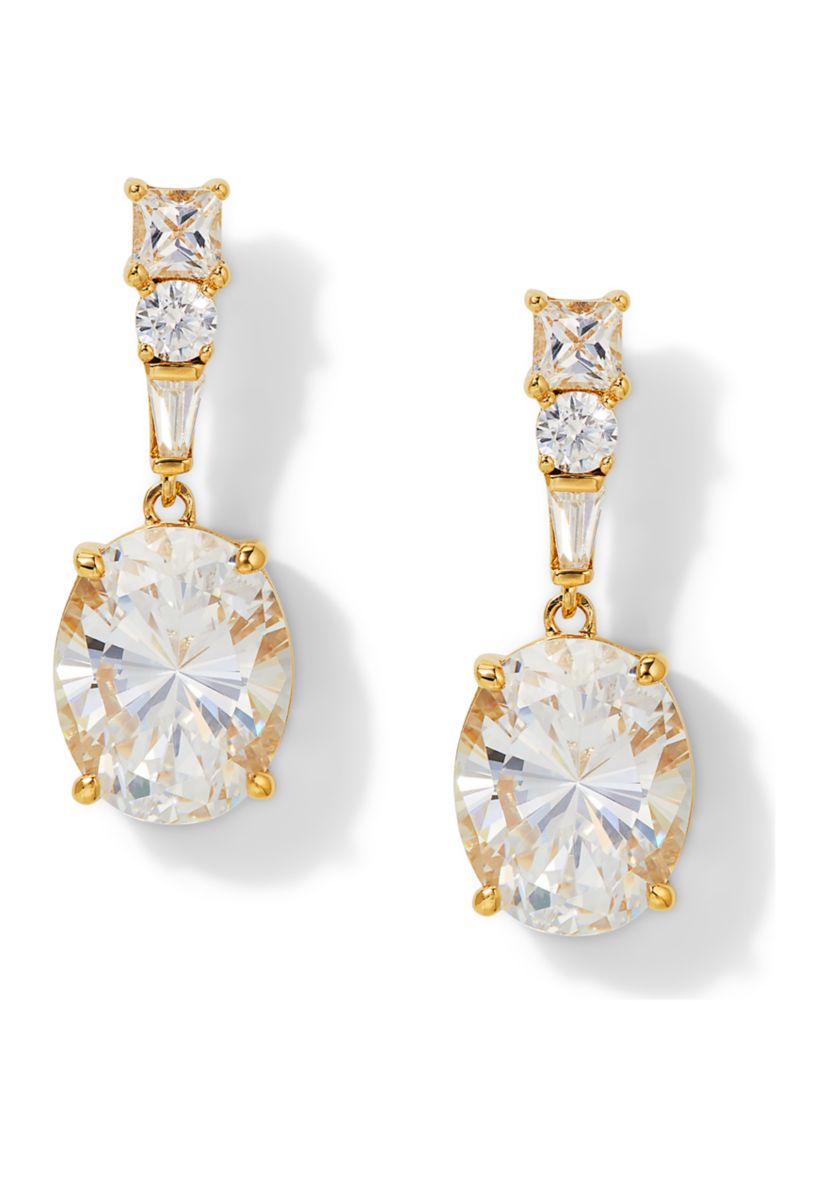 Lab Grown Delphine Oval Cubic Zirconia Drop Earrings