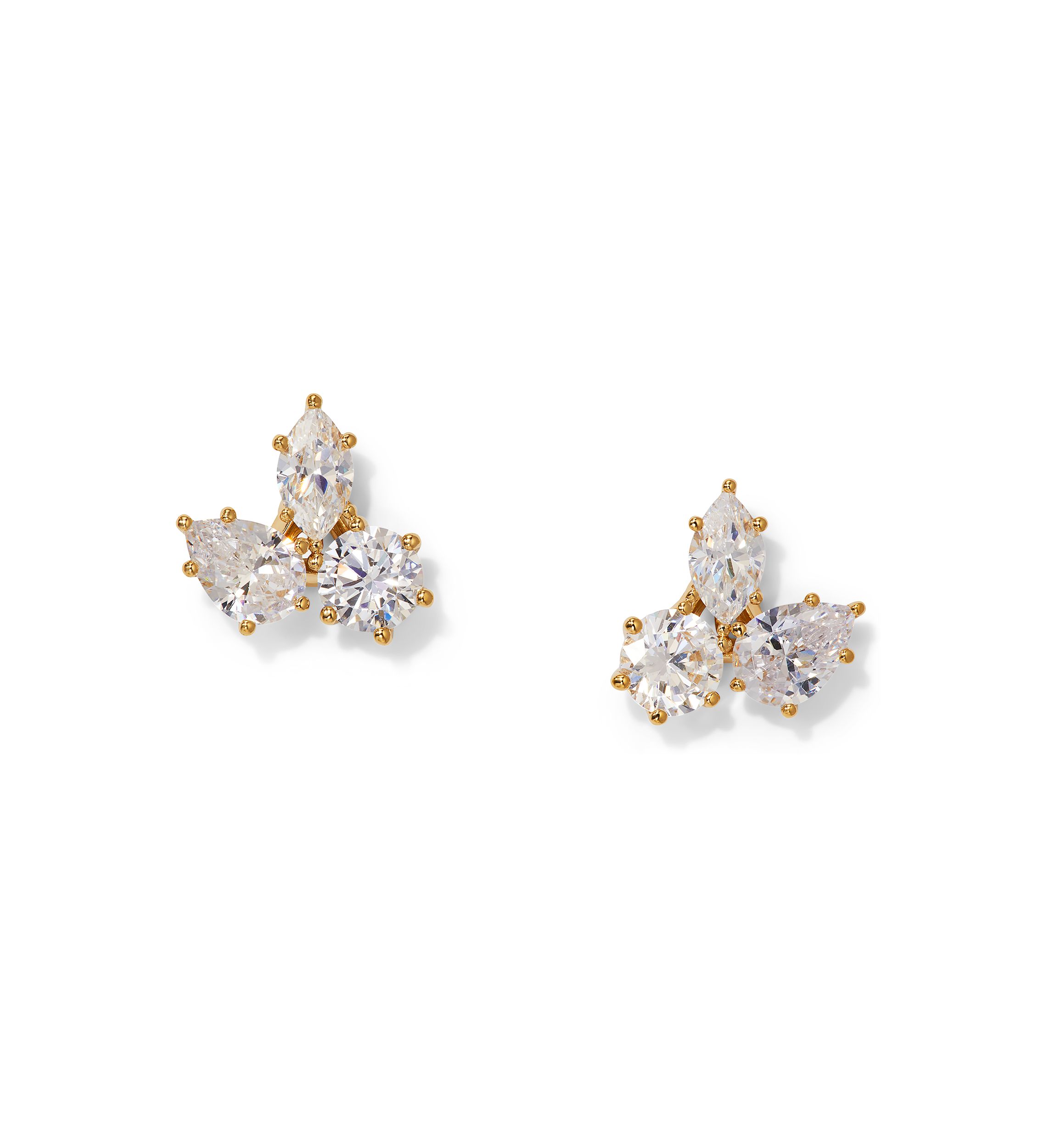 Lab Grown Mixed Cubic Zirconia Cluster Earrings