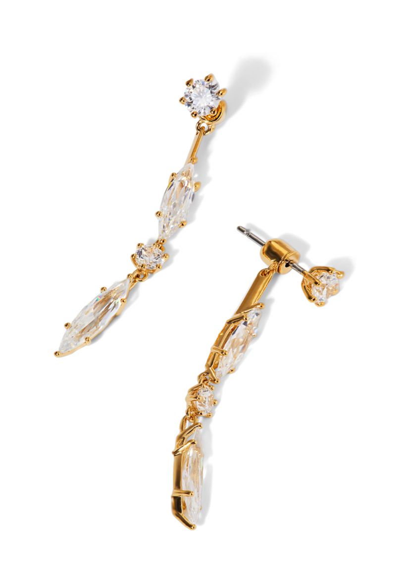 Lab Grown Front and Back Linear Earrings