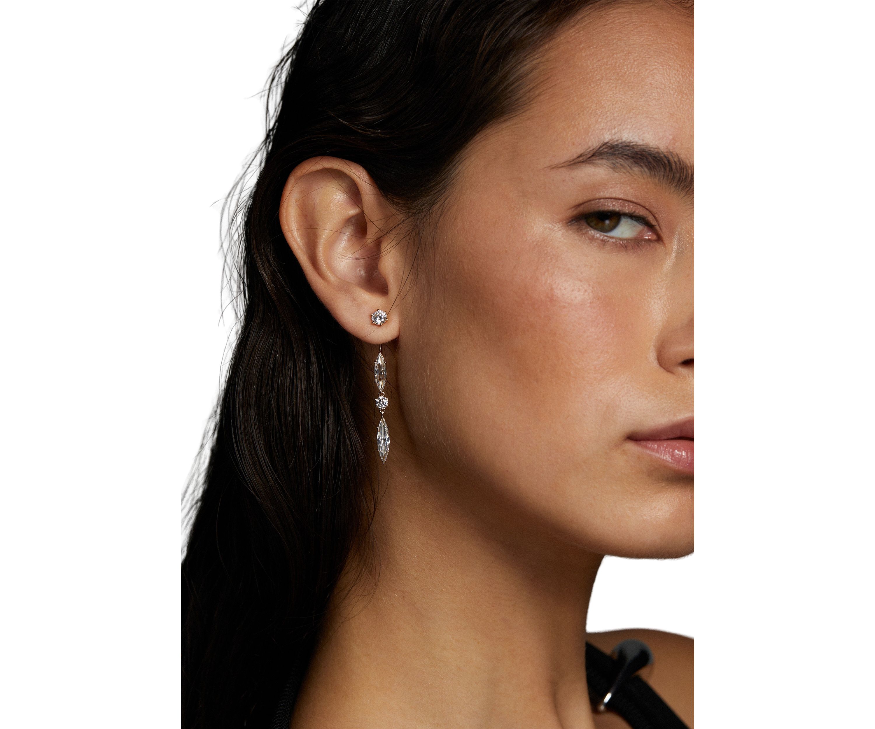 Lab Grown Front and Back Linear Earrings