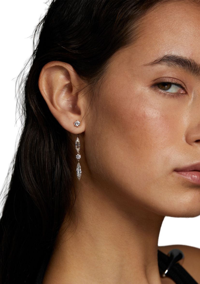 Lab Grown Front and Back Linear Earrings