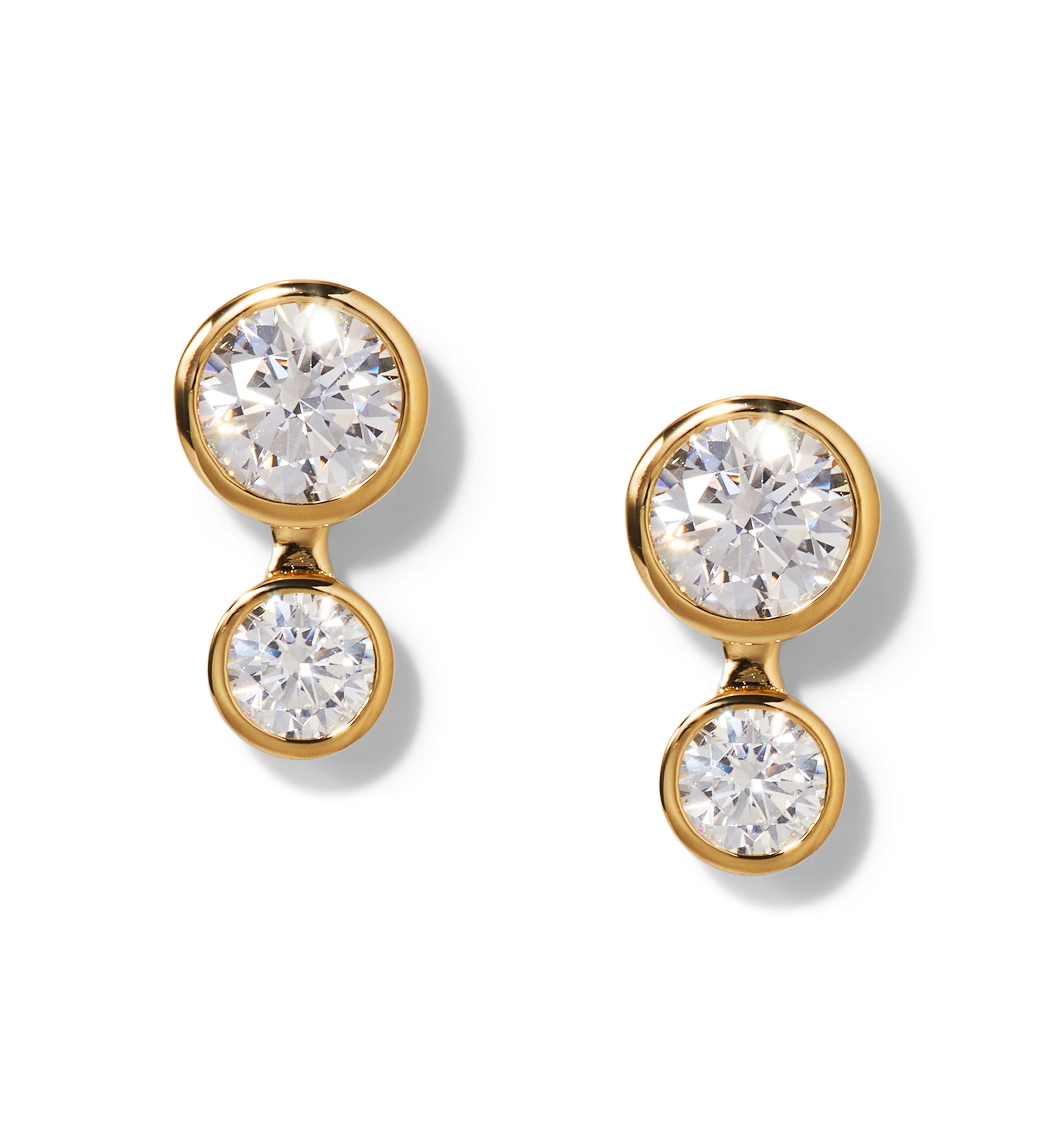 Gold Tone Brooklyn Illusion Double Bezel Stud Earrings 