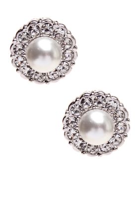 Nadri Small Pearl Framed Stud Earrings Belk