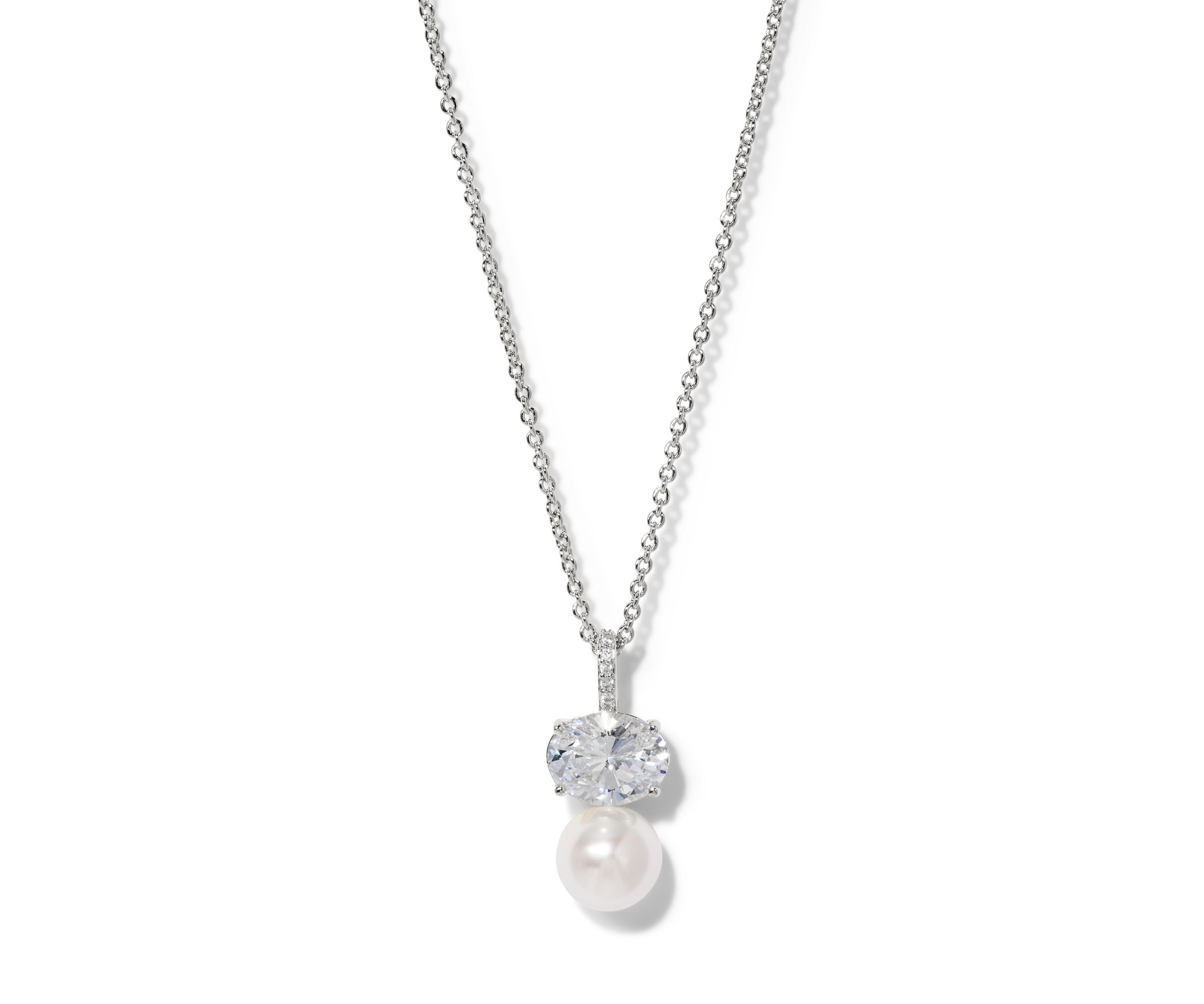 Lab Grown Natural Beauty Double Pearl Drop Pendant Necklace