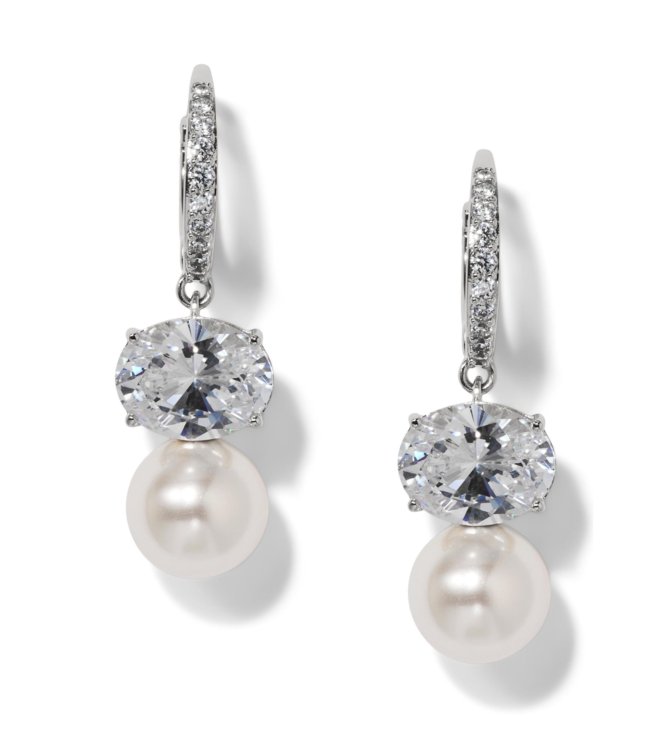 Lab Grown Natural Beauty Double Pearl Drop Earrings