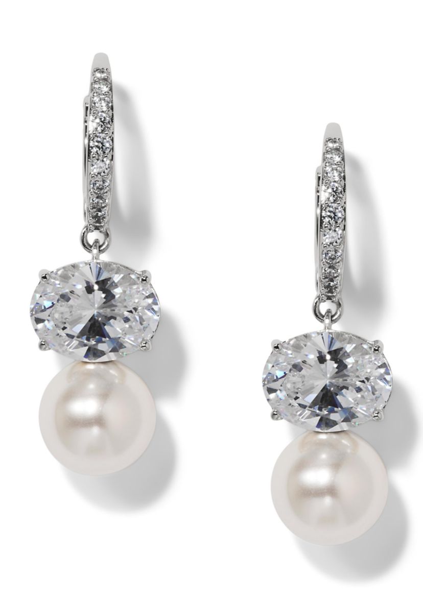 Lab Grown Natural Beauty Double Pearl Drop Earrings