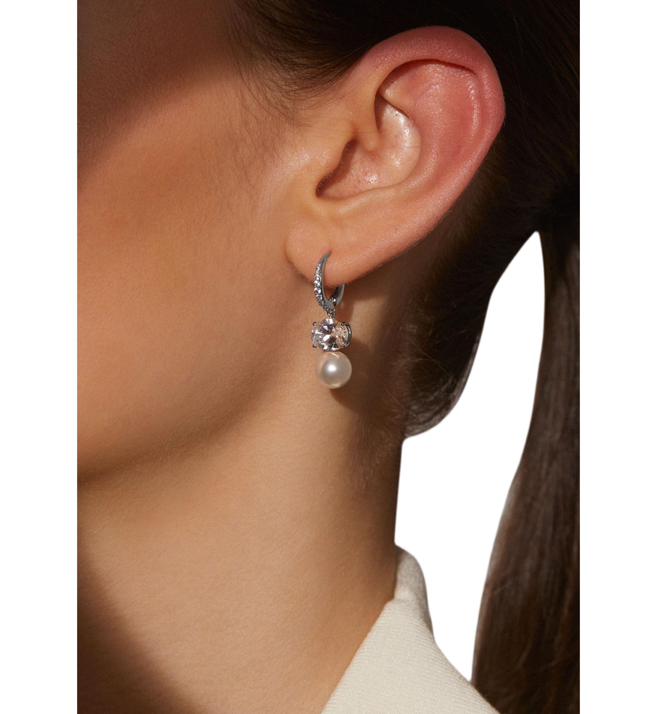 Lab Grown Natural Beauty Double Pearl Drop Earrings