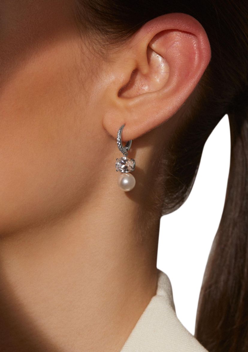 Lab Grown Natural Beauty Double Pearl Drop Earrings