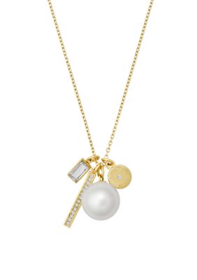 Michael Kors Gold-Tone Crystal & Imitation Pearl Multi-Charm Pendant  Necklace | belk