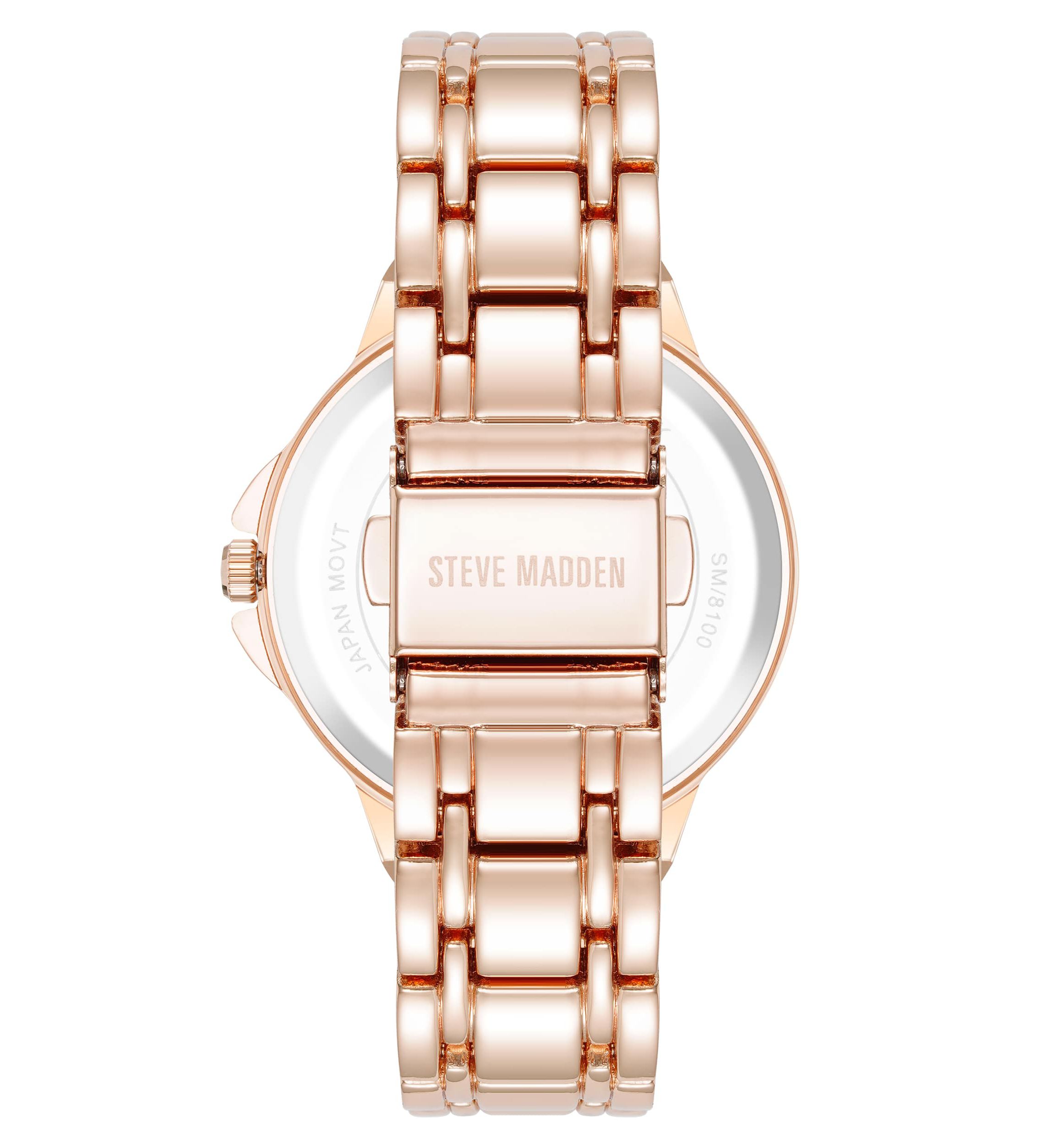Steve Madden Womens Charming Hot Pink and Rose Gold-Tone Alloy Metal Bracelet Watch, 38mm