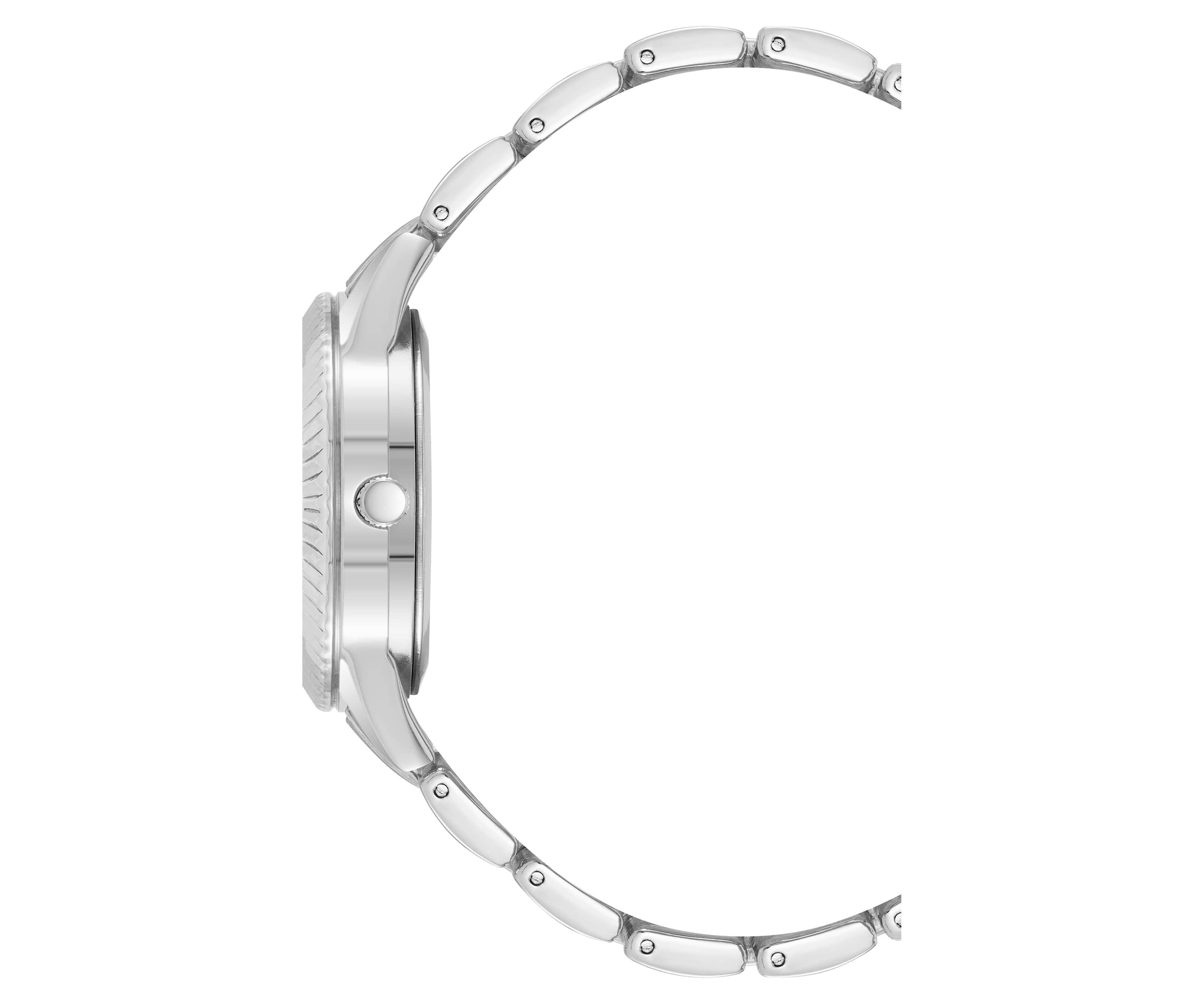 Steve Madden Womens Coin Edge Silver-Tone Alloy Metal Bracelet Watch, 36mm