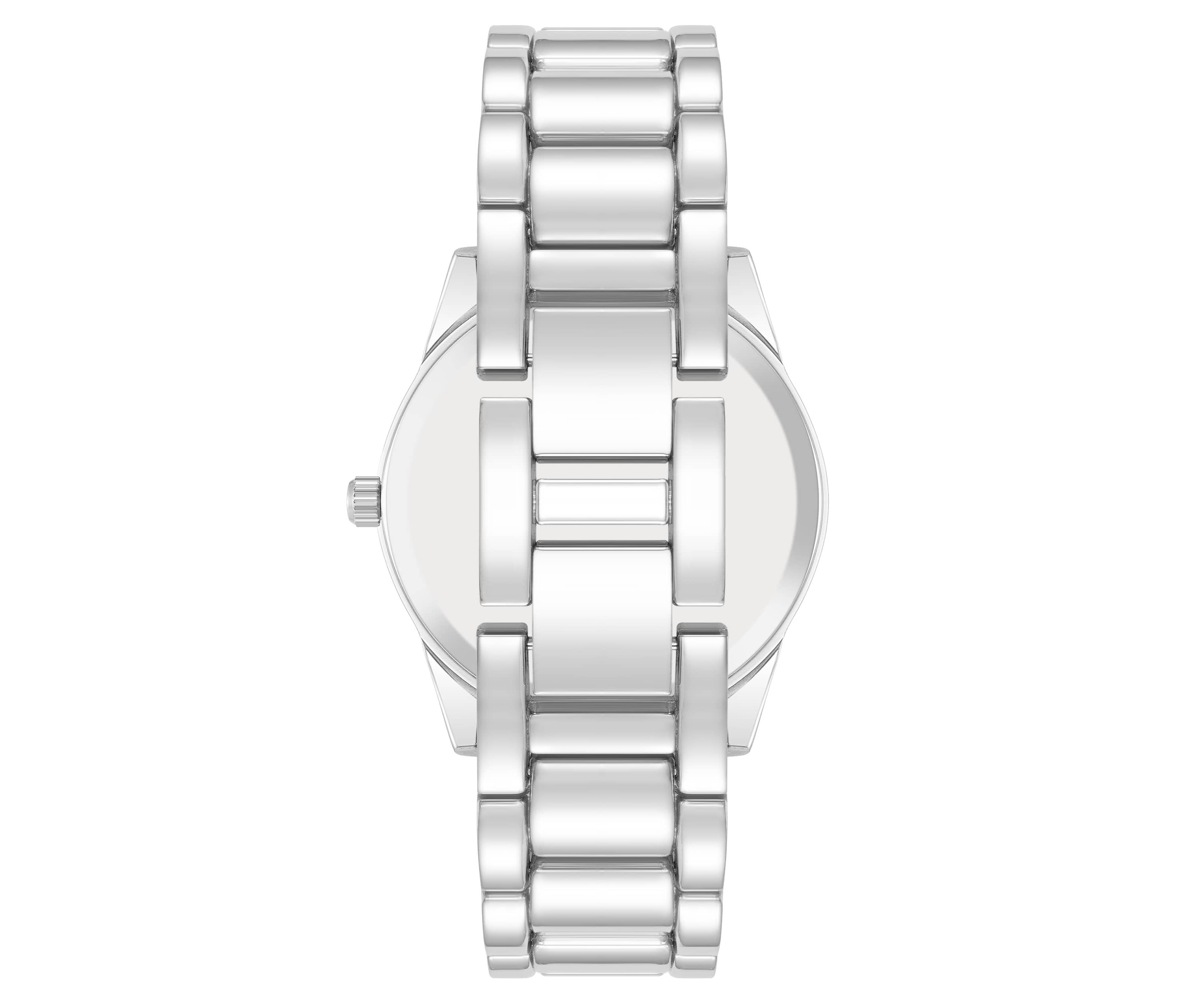 Steve Madden Womens Coin Edge Silver-Tone Alloy Metal Bracelet Watch, 36mm
