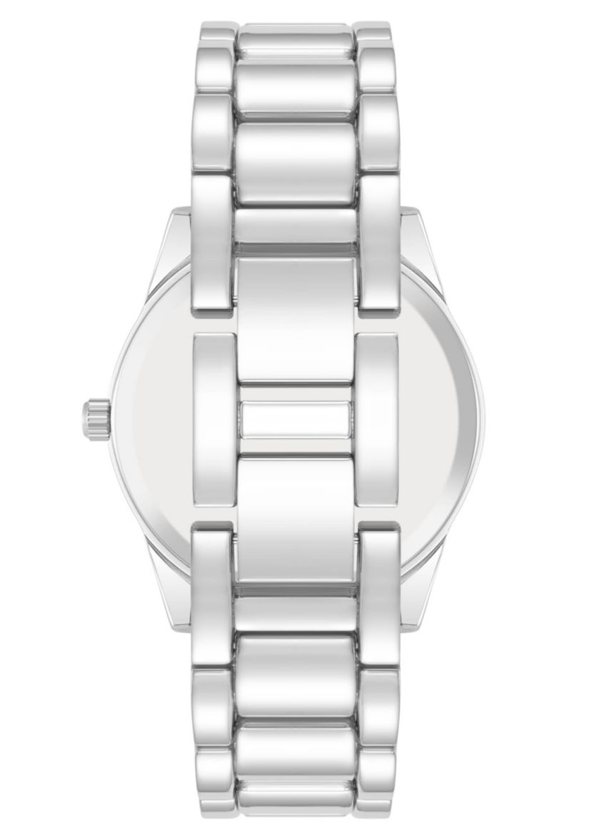 Steve Madden Womens Coin Edge Silver-Tone Alloy Metal Bracelet Watch, 36mm