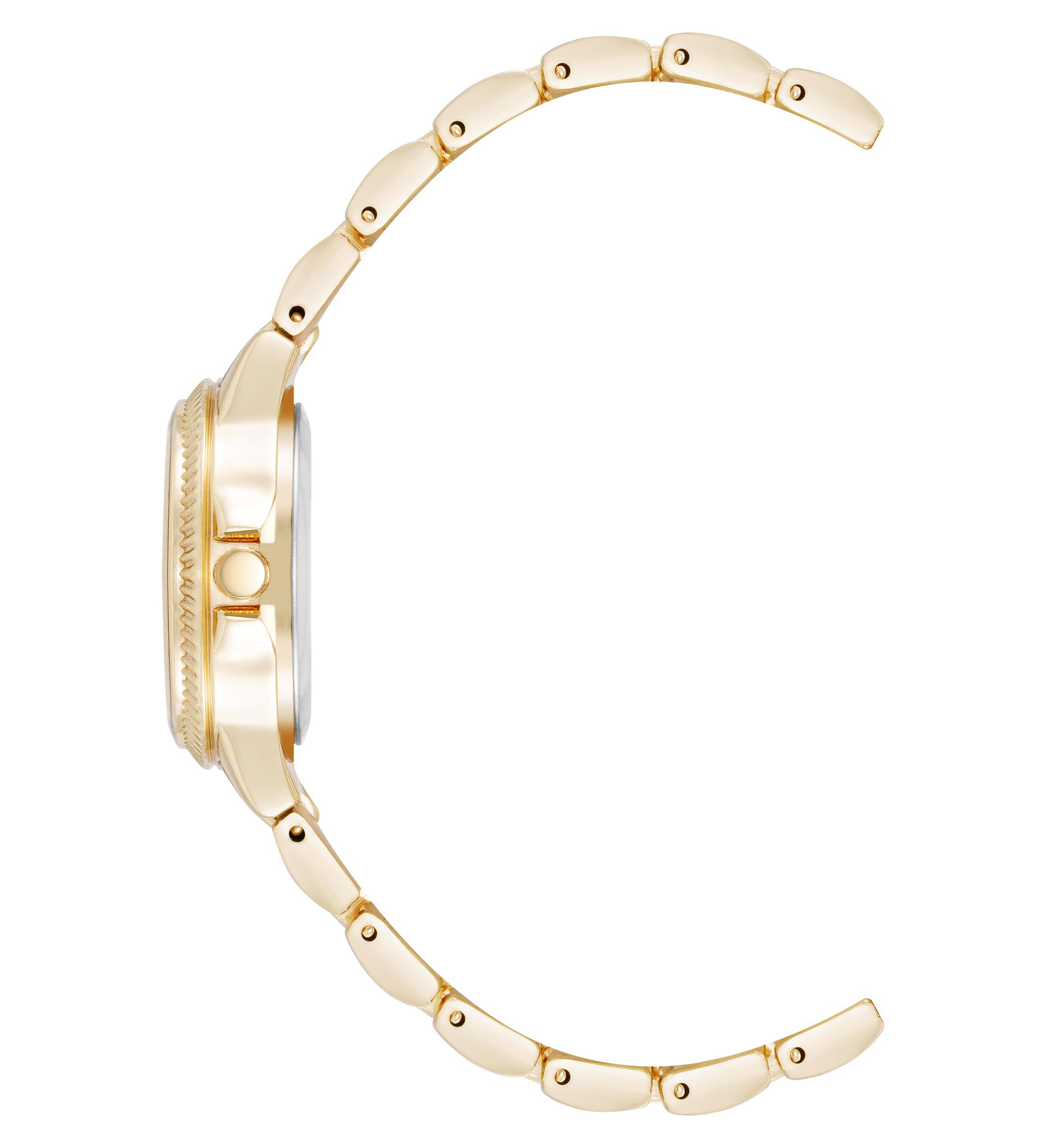 Steve Madden Womens Everyday Black and Gold-Tone Alloy Metal Bracelet Watch, 30mm