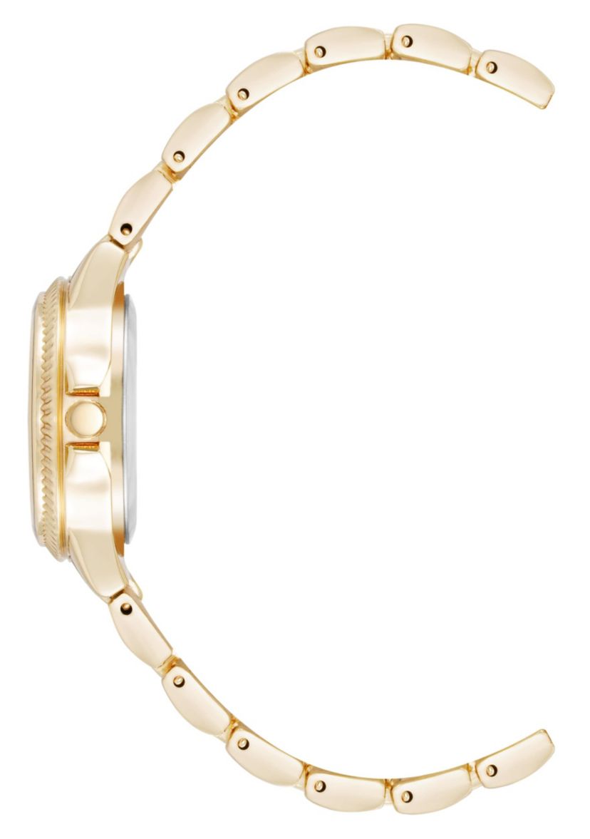 Steve Madden Womens Everyday Black and Gold-Tone Alloy Metal Bracelet Watch, 30mm