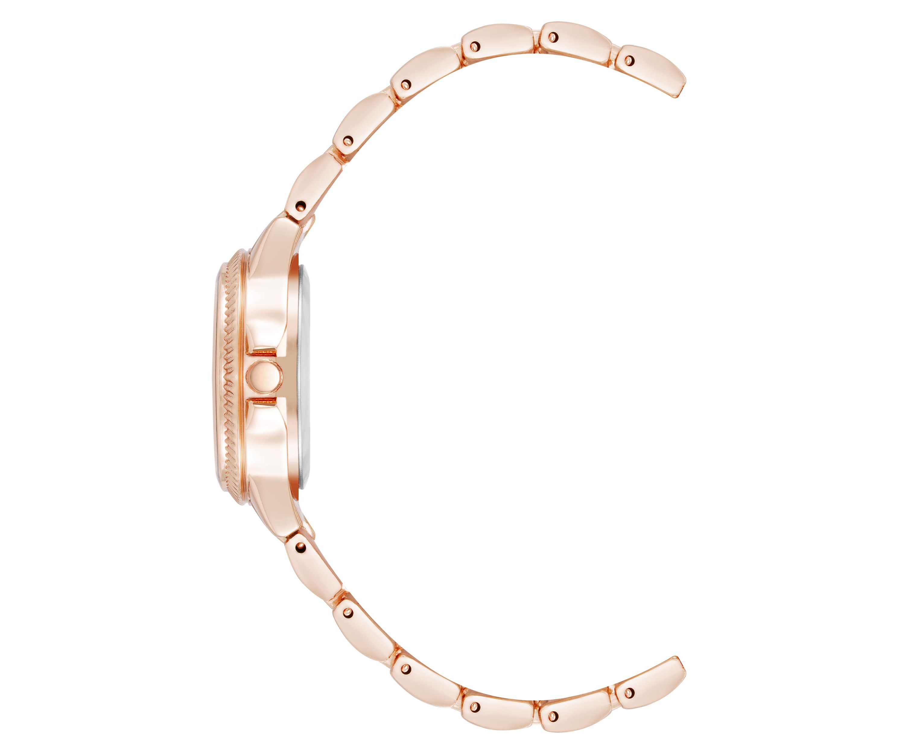 Steve Madden Womens Everyday Hot Pink and Rose Gold-Tone Alloy Metal Bracelet Watch, 30mm