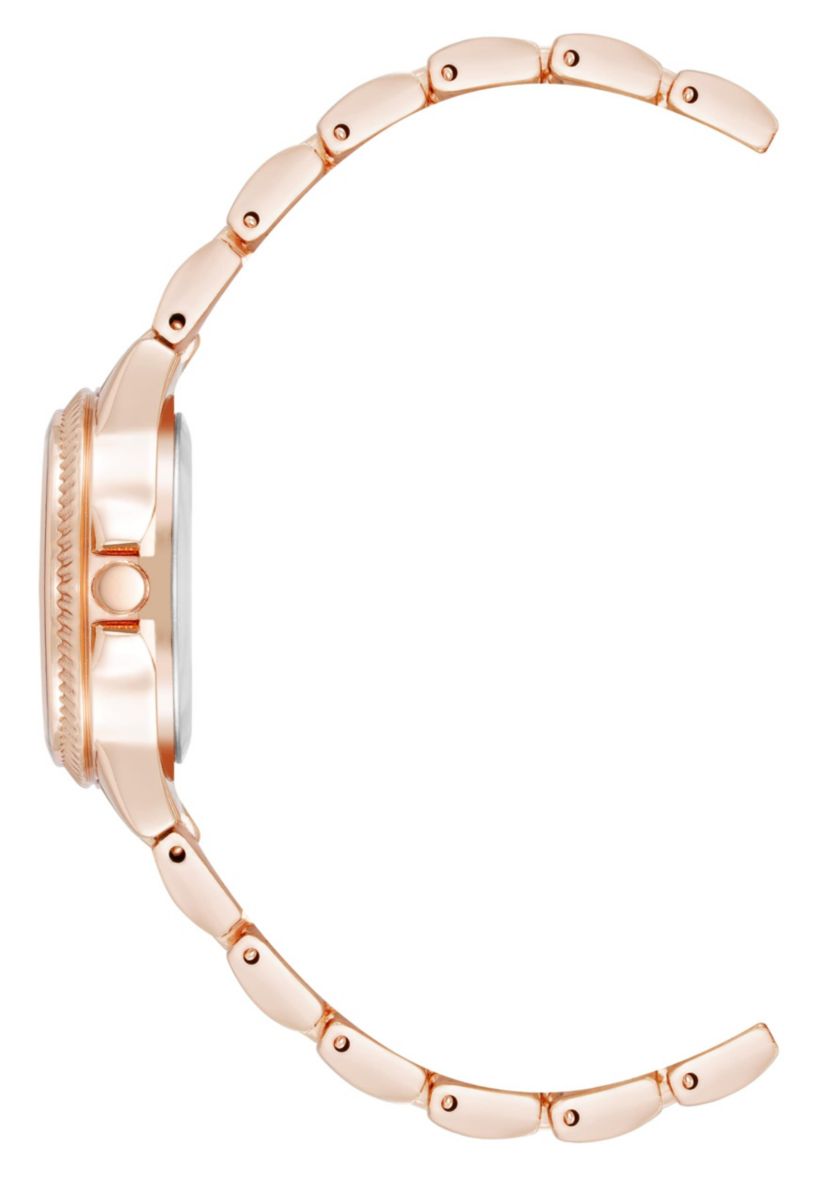Steve Madden Womens Everyday Hot Pink and Rose Gold-Tone Alloy Metal Bracelet Watch, 30mm