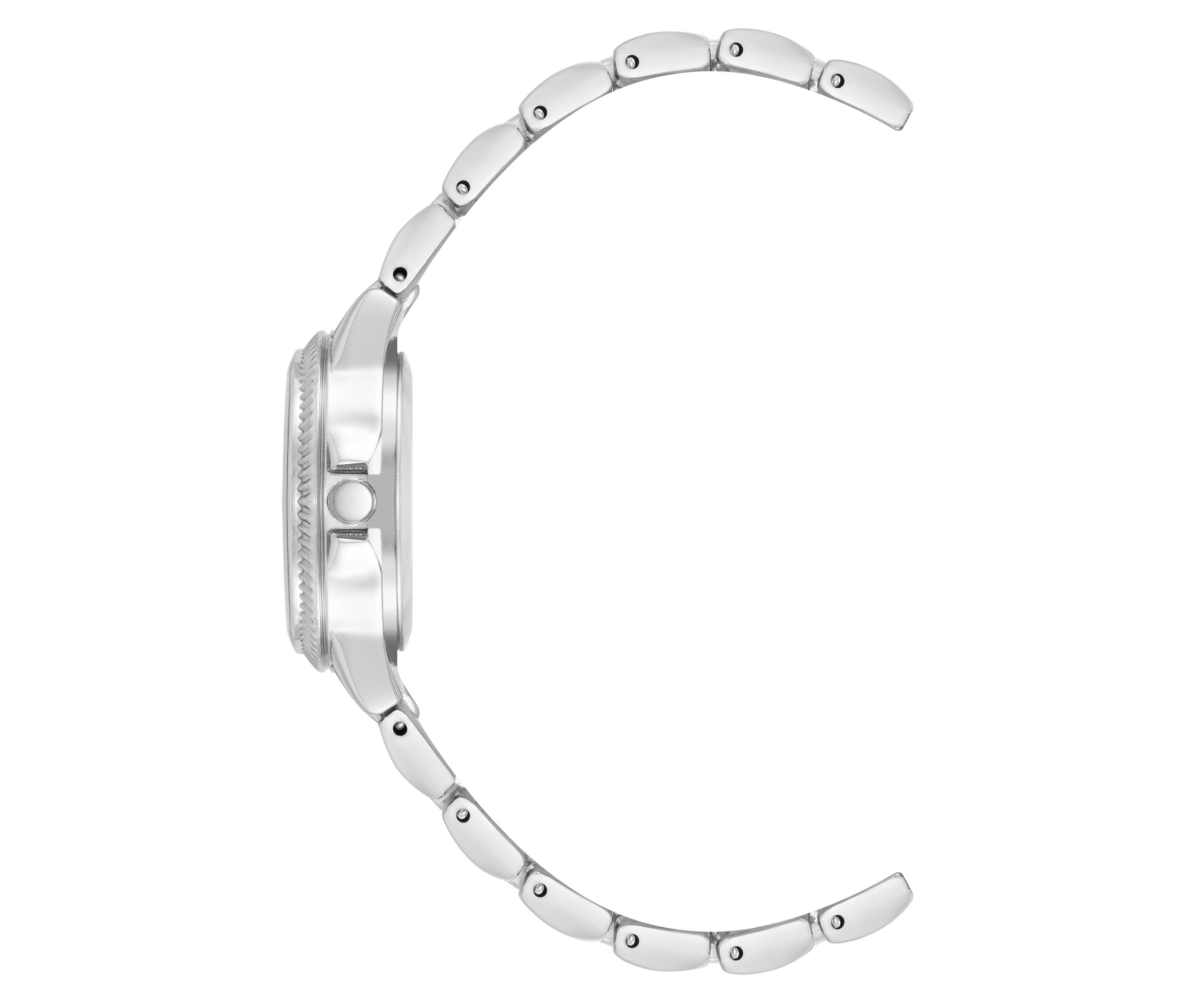 Steve Madden Womens Everyday Silver-Tone Alloy Metal Bracelet Watch, 30mm
