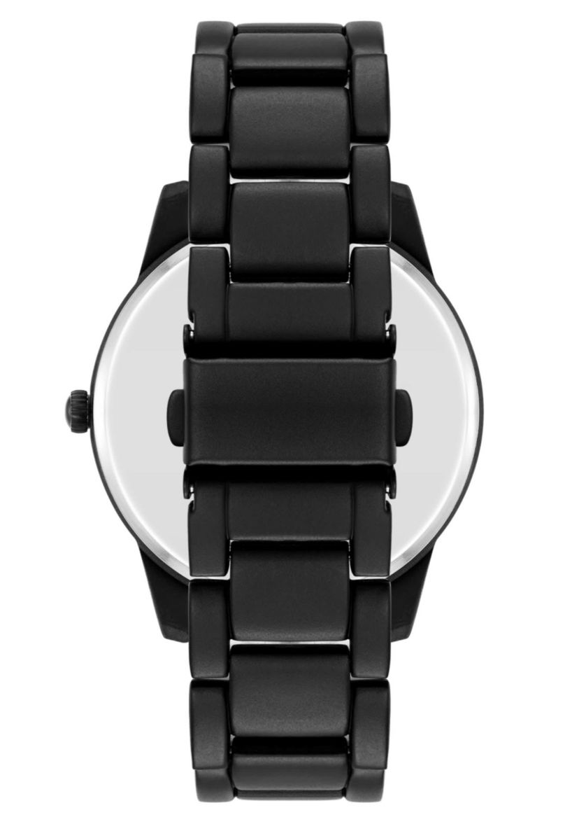 Steve Madden Mens Contemporary Black Alloy Metal Watch, 45mm