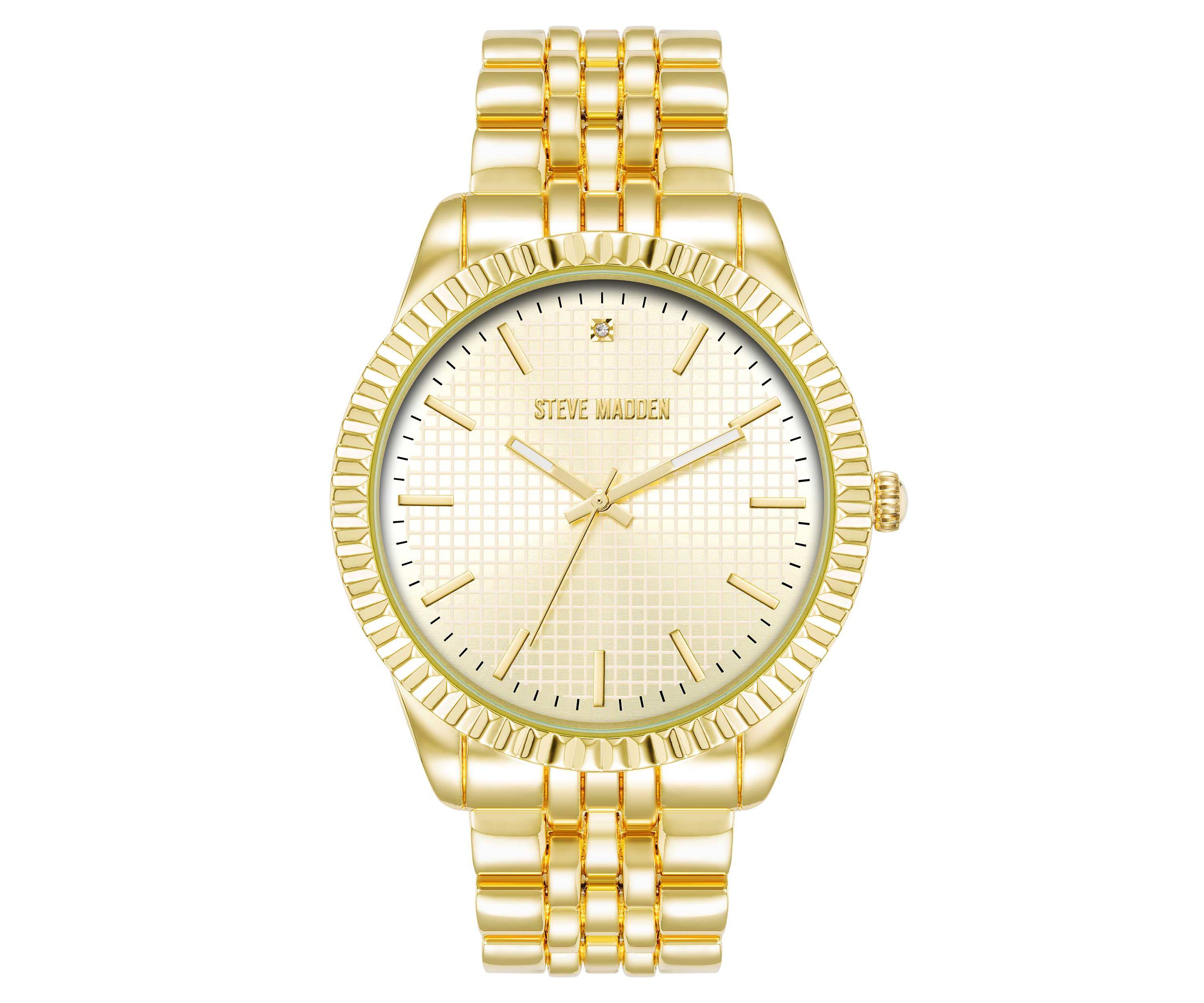 Steve Madden Mens Coin Edge Gold-Tone Alloy Metal Watch, 44mm