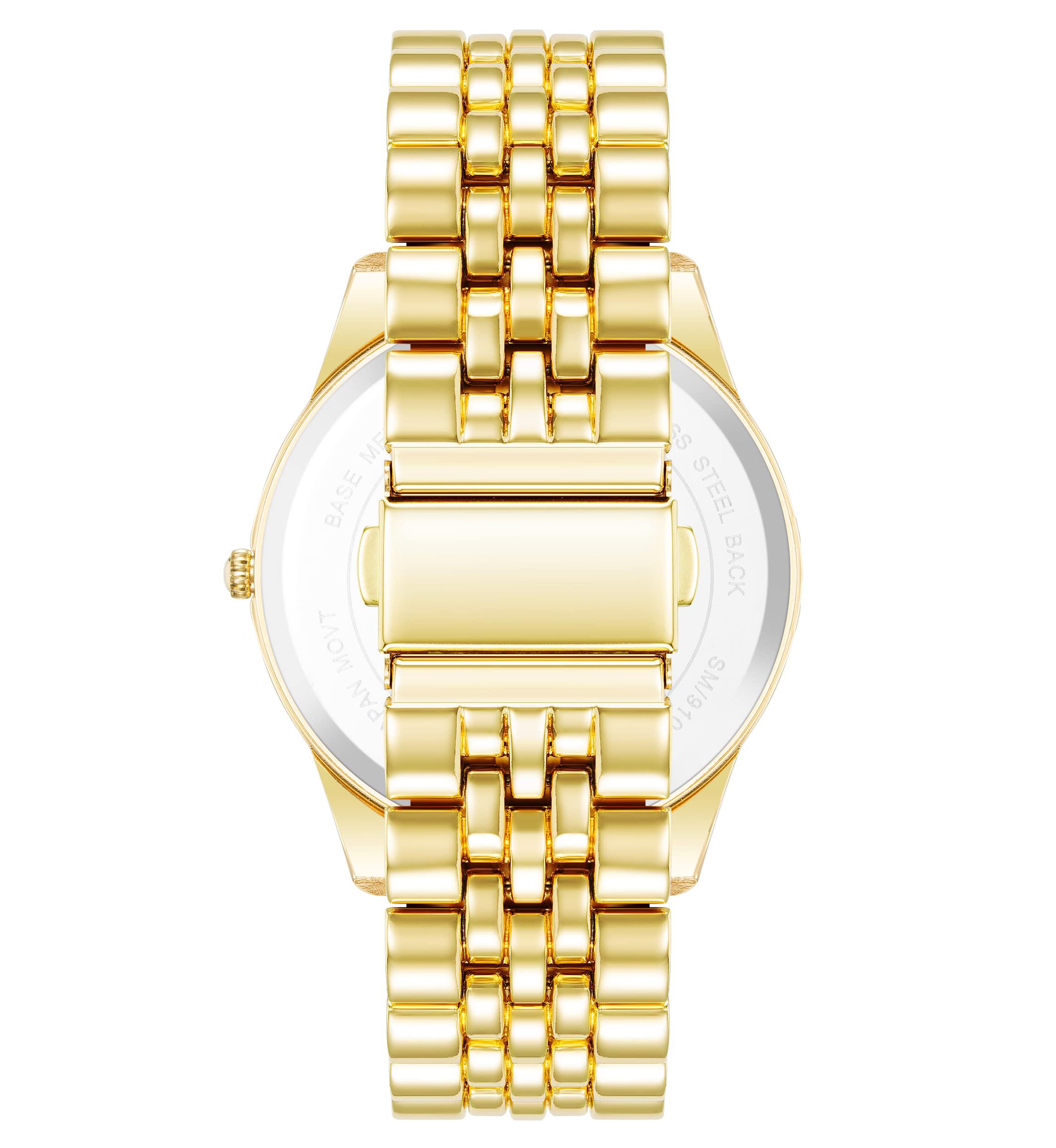 Steve Madden Mens Coin Edge Gold-Tone Alloy Metal Watch, 44mm