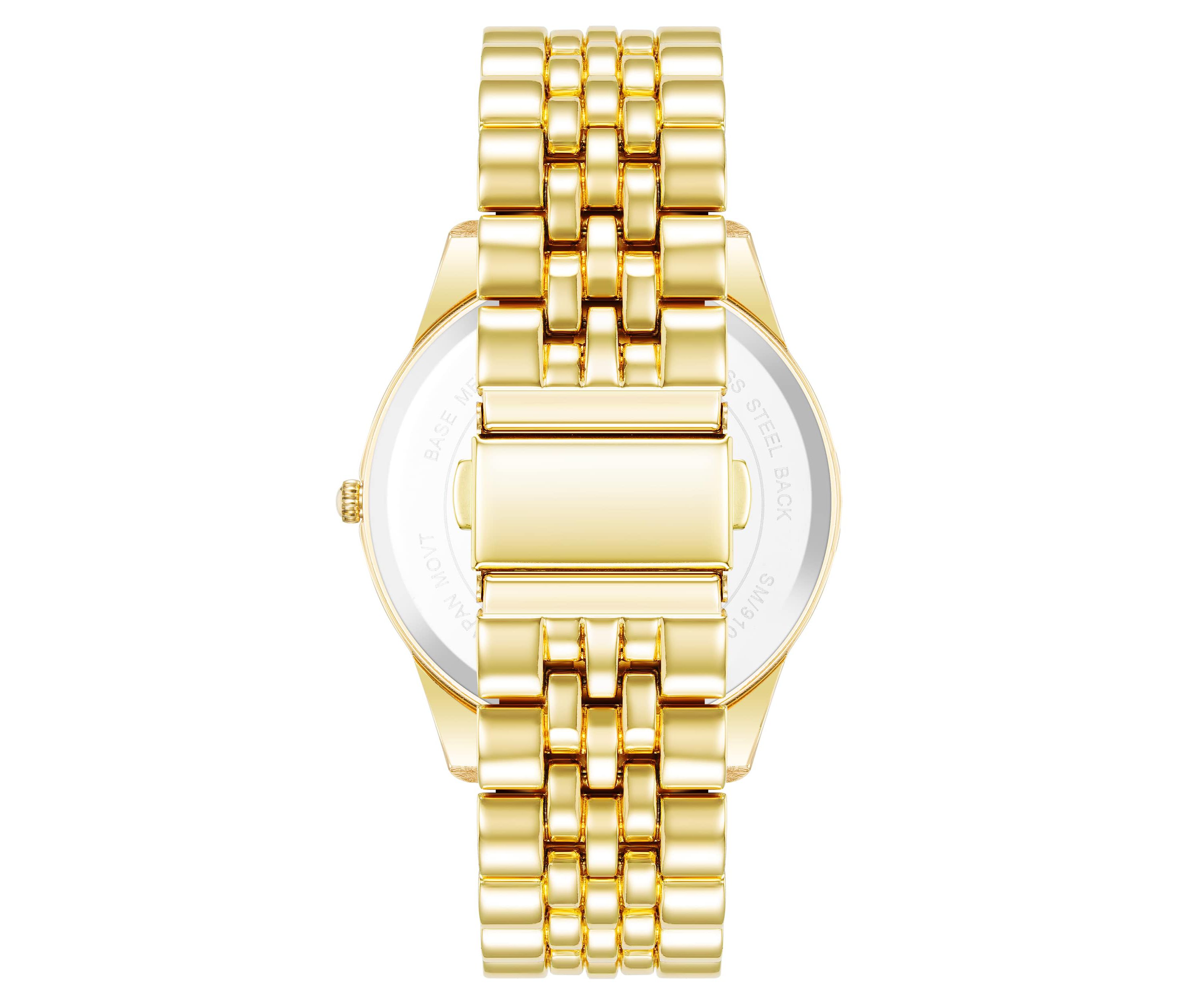 Steve Madden Mens Coin Edge Gold-Tone Alloy Metal Watch, 44mm