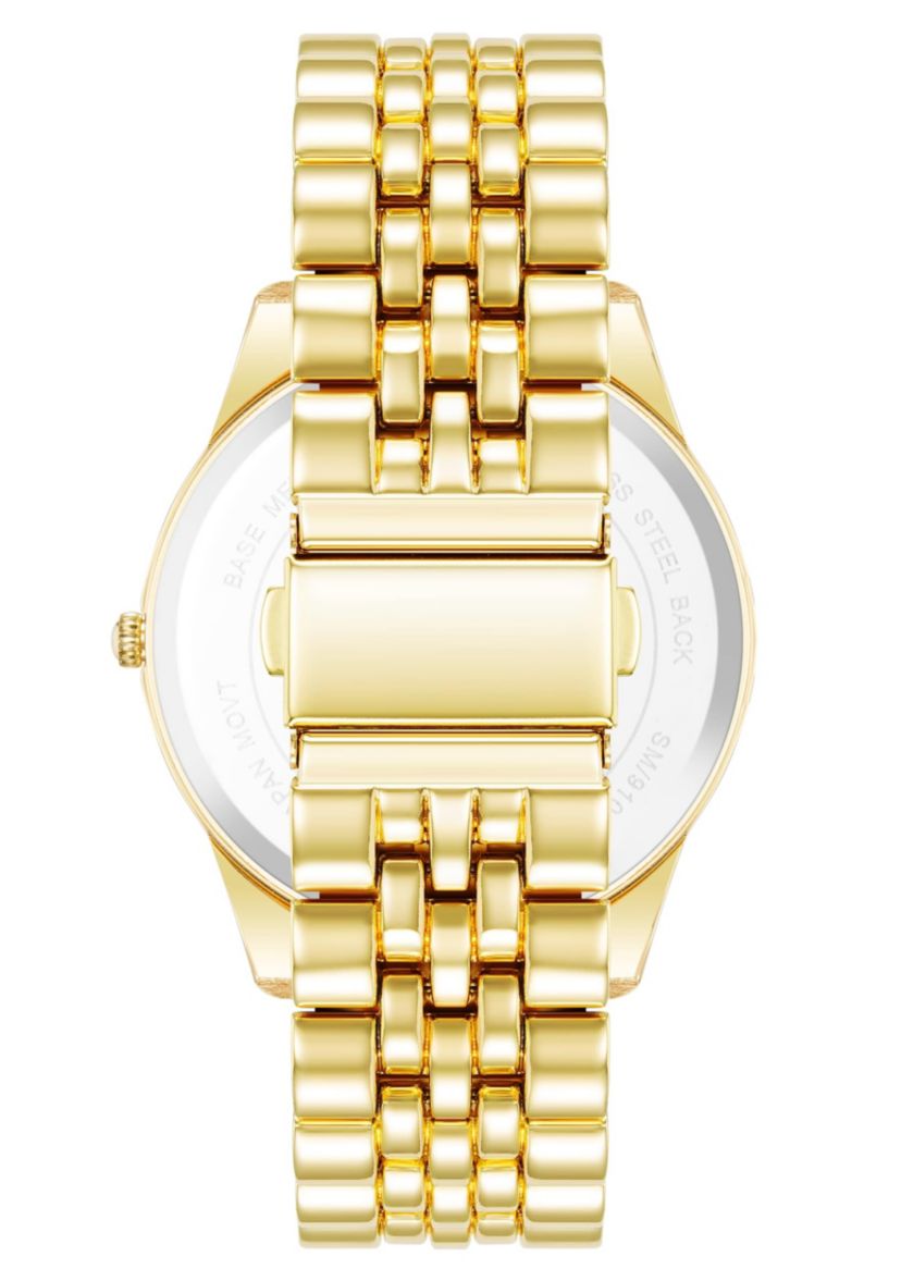Steve Madden Mens Coin Edge Gold-Tone Alloy Metal Watch, 44mm