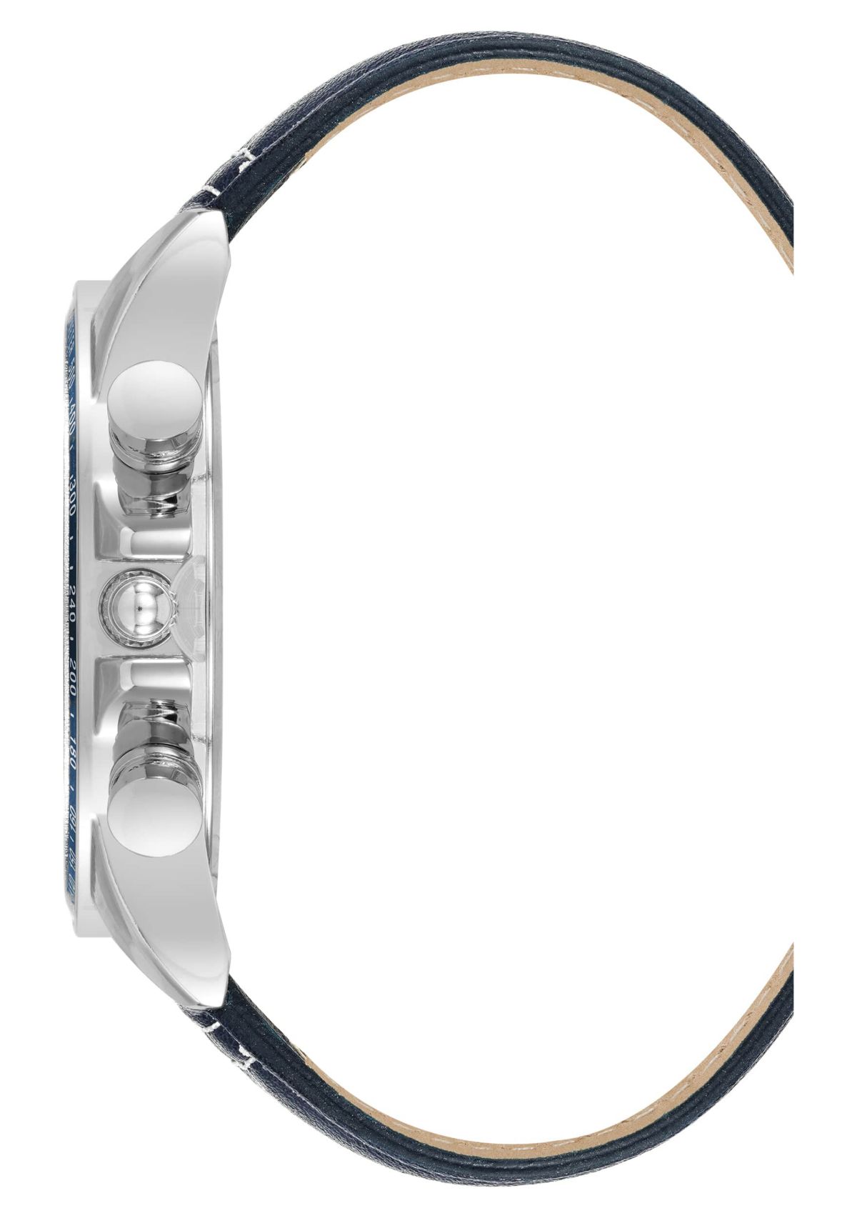 Steve Madden Mens Modern Navy Faux Leather and Silver-Tone Alloy Metal Watch, 45mm