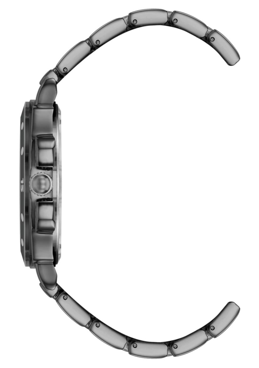 Steve Madden Mens Polished Black Alloy Metal Watch, 45mm