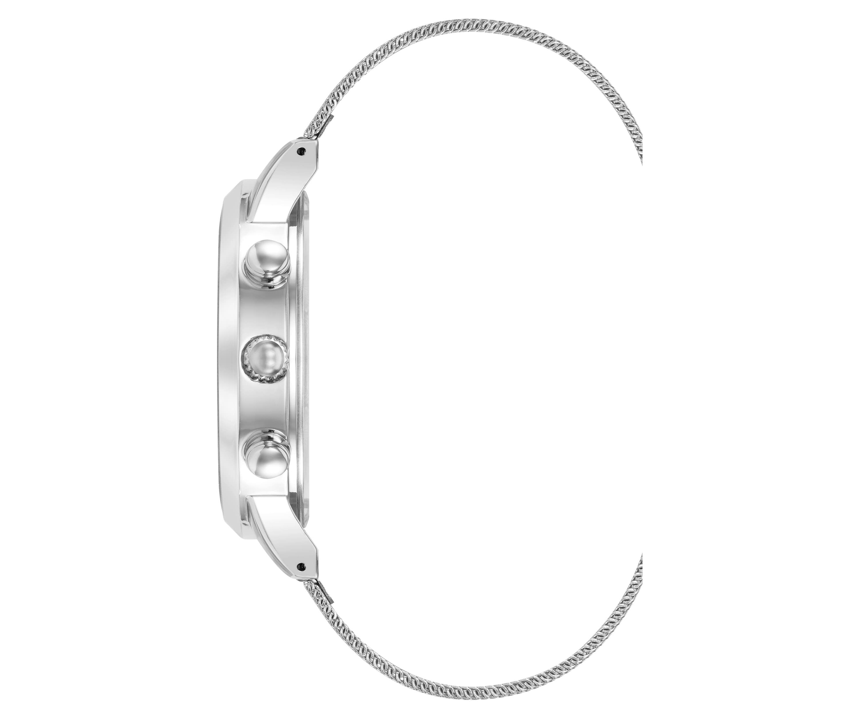 Steve Madden Mens Minimalist Blue and Silver-Tone Stainless Steel Mesh Watch, 45mm