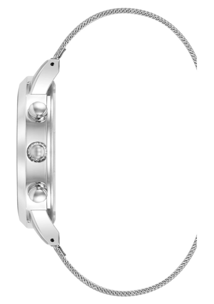 Steve Madden Mens Minimalist Blue and Silver-Tone Stainless Steel Mesh Watch, 45mm