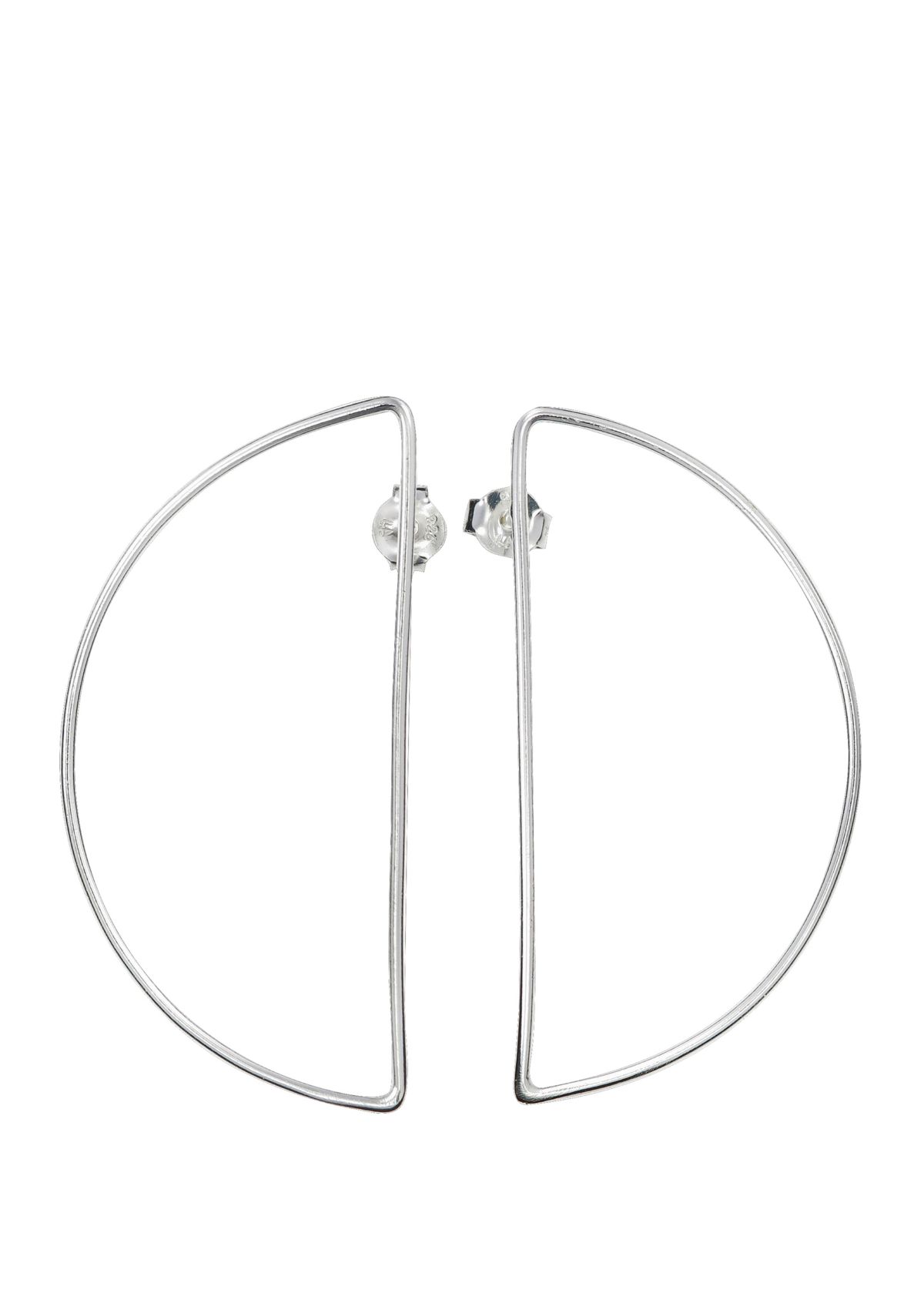 Sterling Silver Half Moon Post Back Earrings
