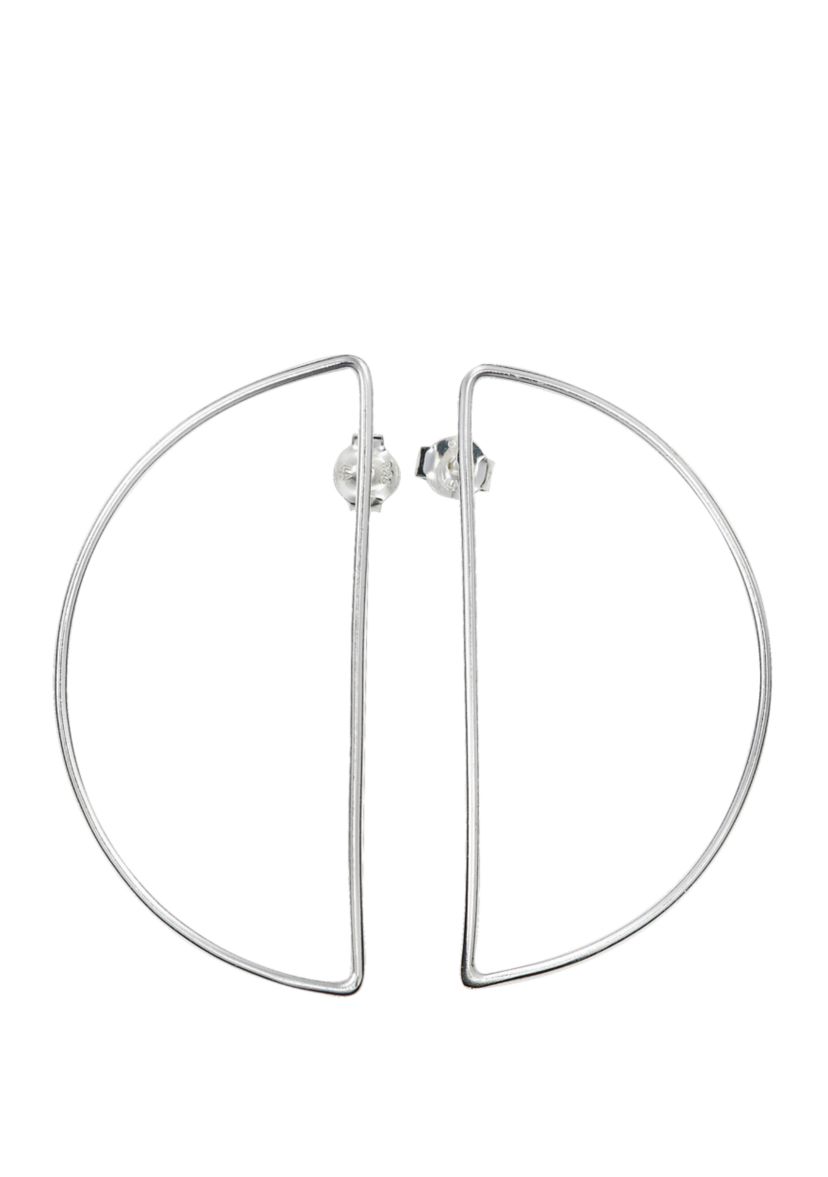 Sterling Silver Half Moon Post Back Earrings