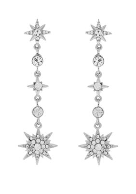 Jessica Simpson Starburst Crystal Linear Star Earrings | belk