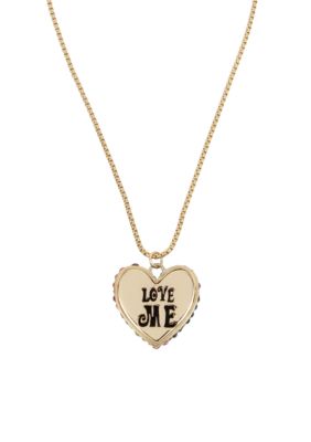 Betsey Johnson Gold Tone Love Me Rainbow Crystal Heart Pendant Necklace Belk