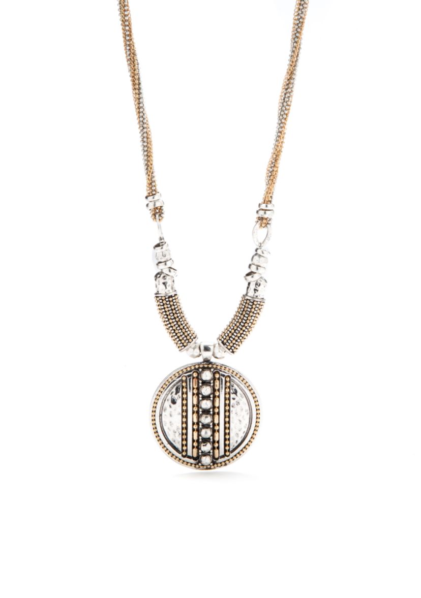 Two Tone Chain Reactive Pendant Necklace