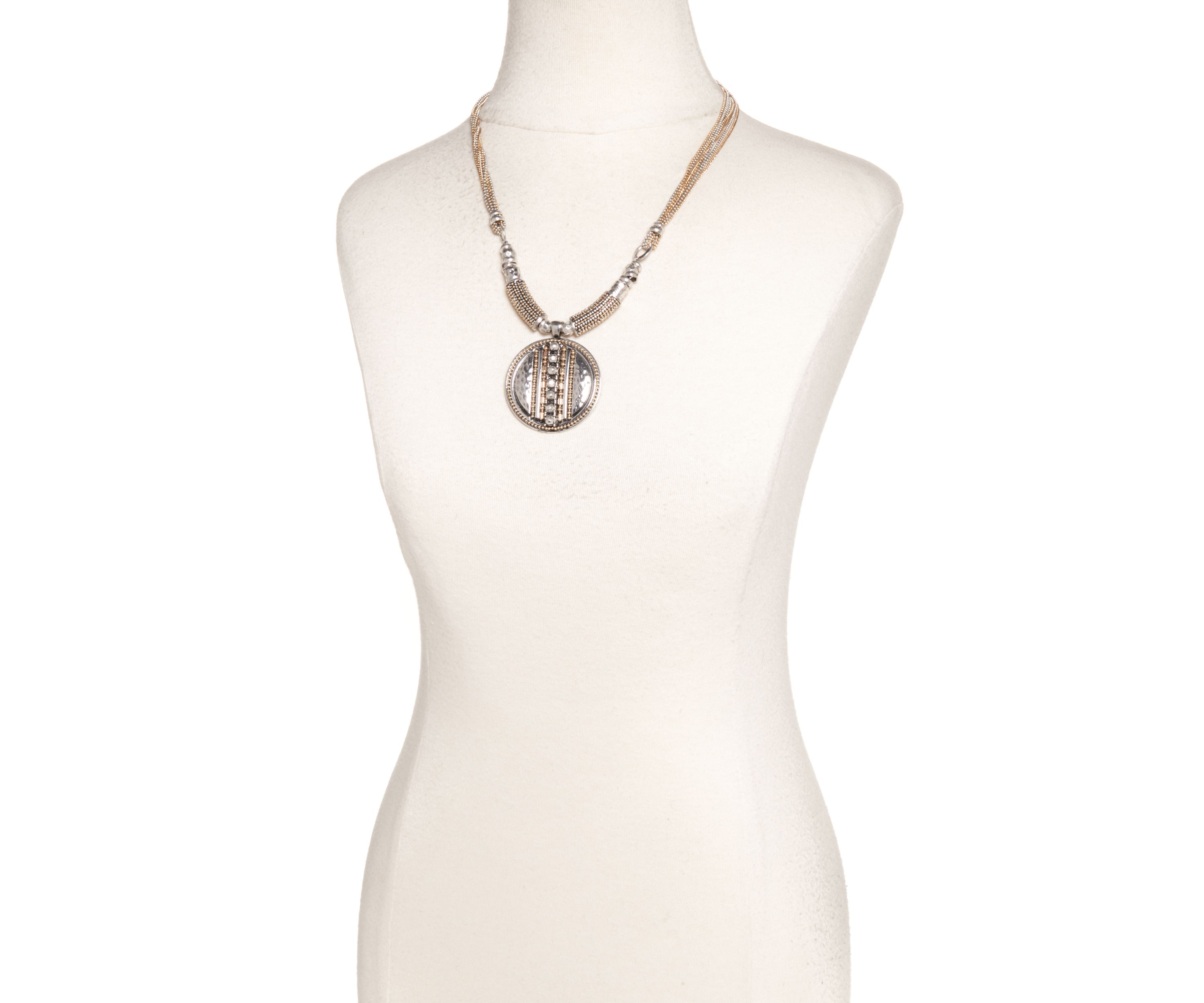 Two Tone Chain Reactive Pendant Necklace