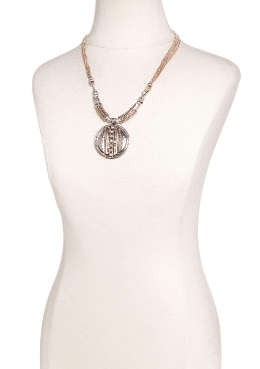 Two Tone Chain Reactive Pendant Necklace
