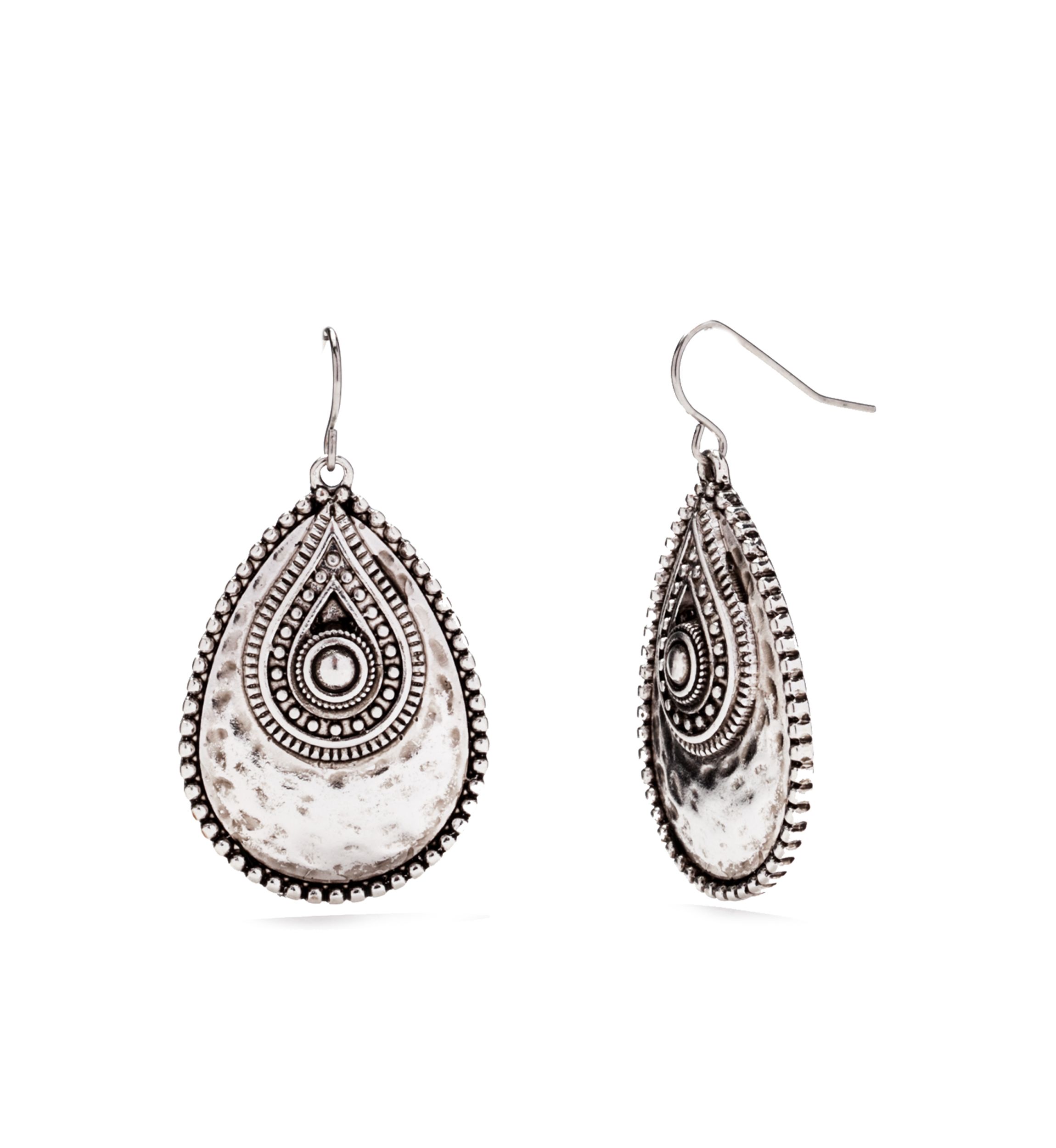 Silver Tone Overlay Teardrop Earrings