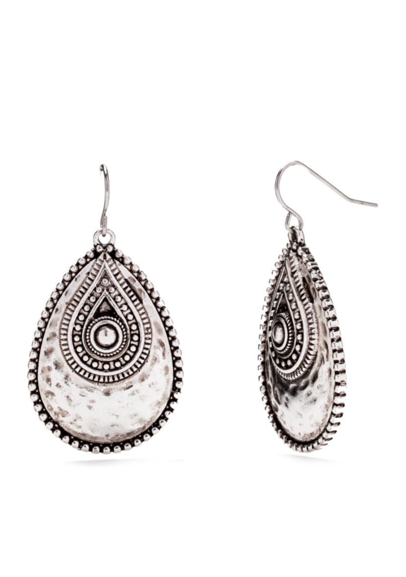 Silver Tone Overlay Teardrop Earrings