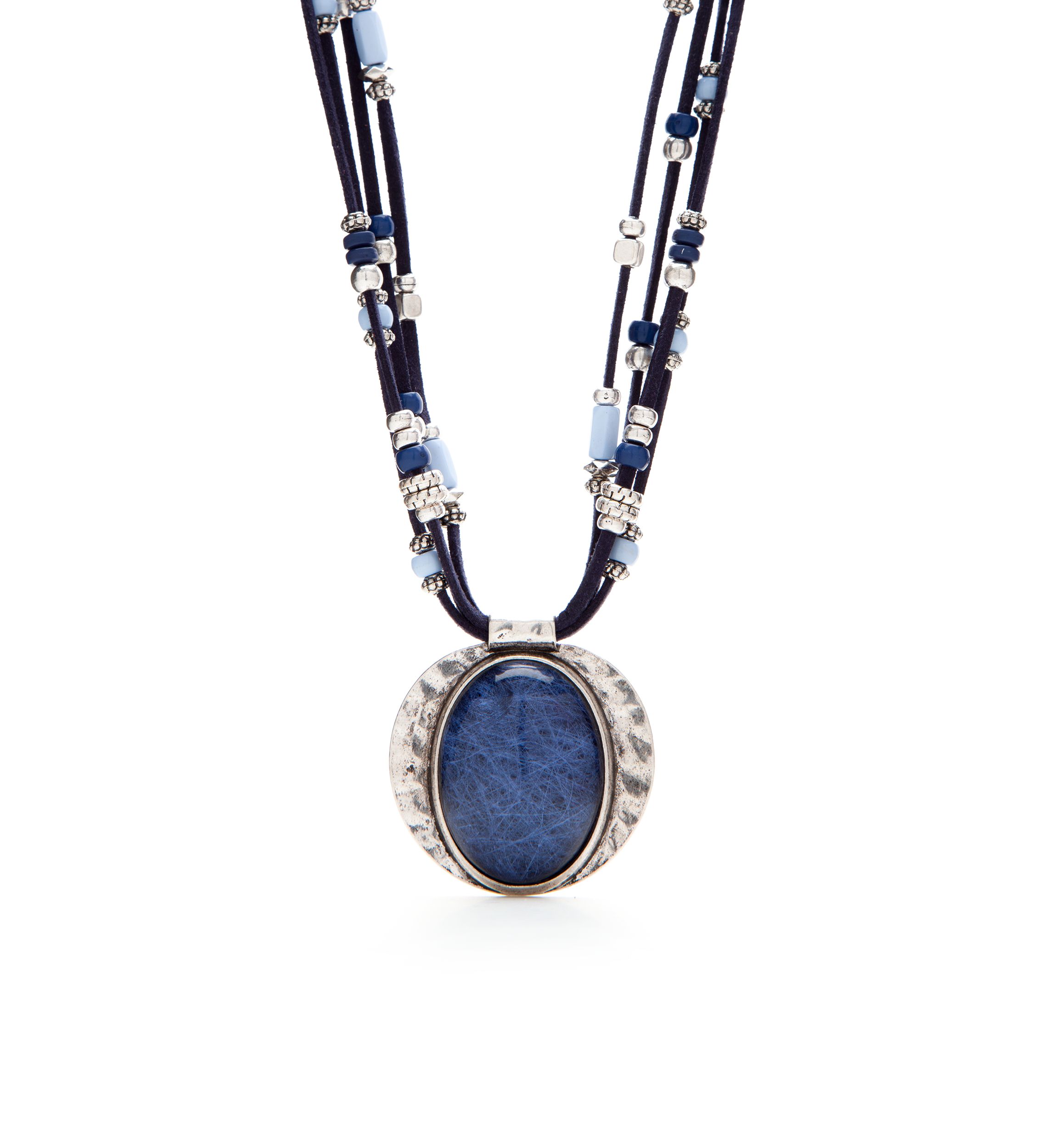 Color Splash Blue Multi Strand Pendant Necklace