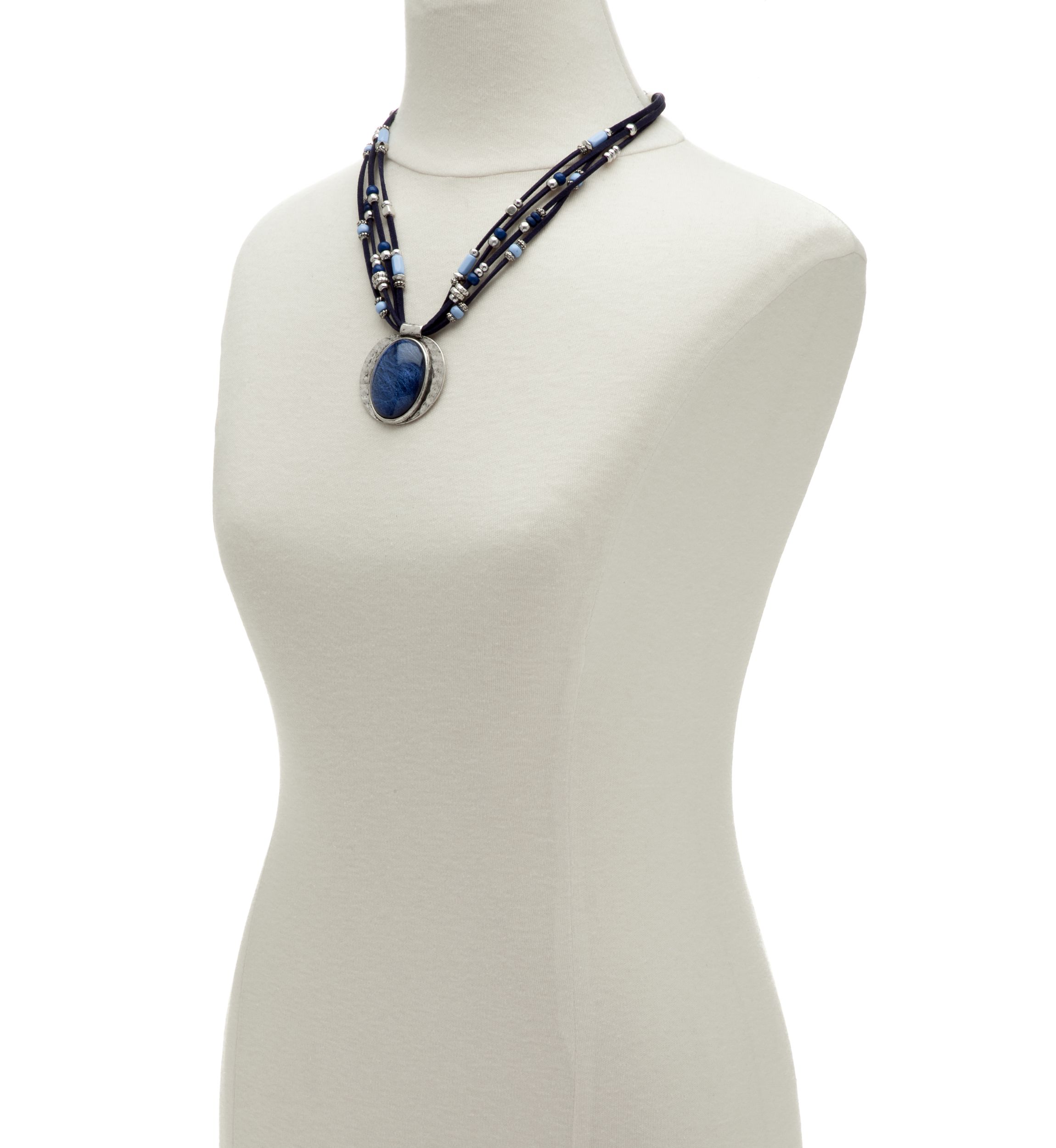 Color Splash Blue Multi Strand Pendant Necklace