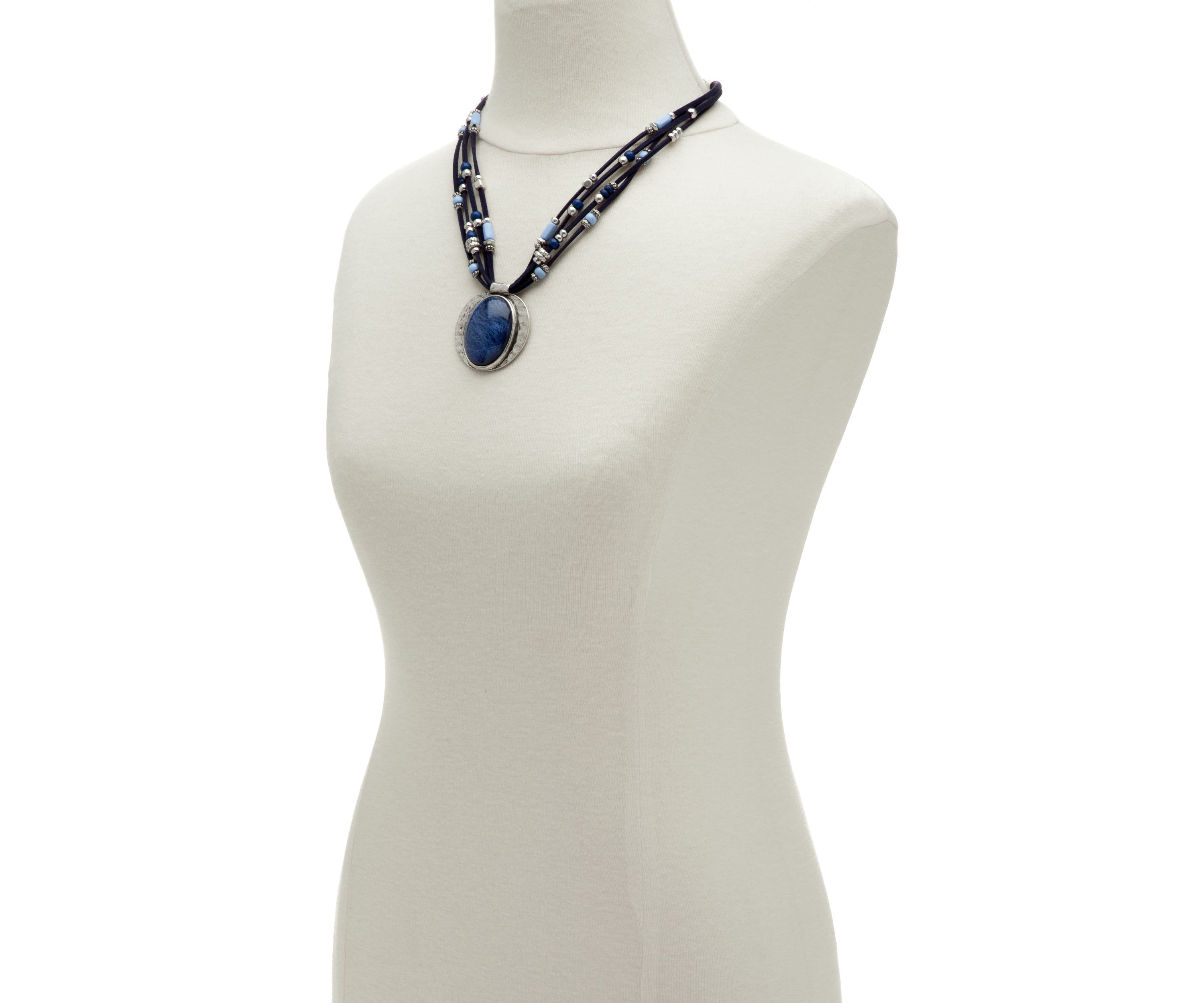 Color Splash Blue Multi Strand Pendant Necklace