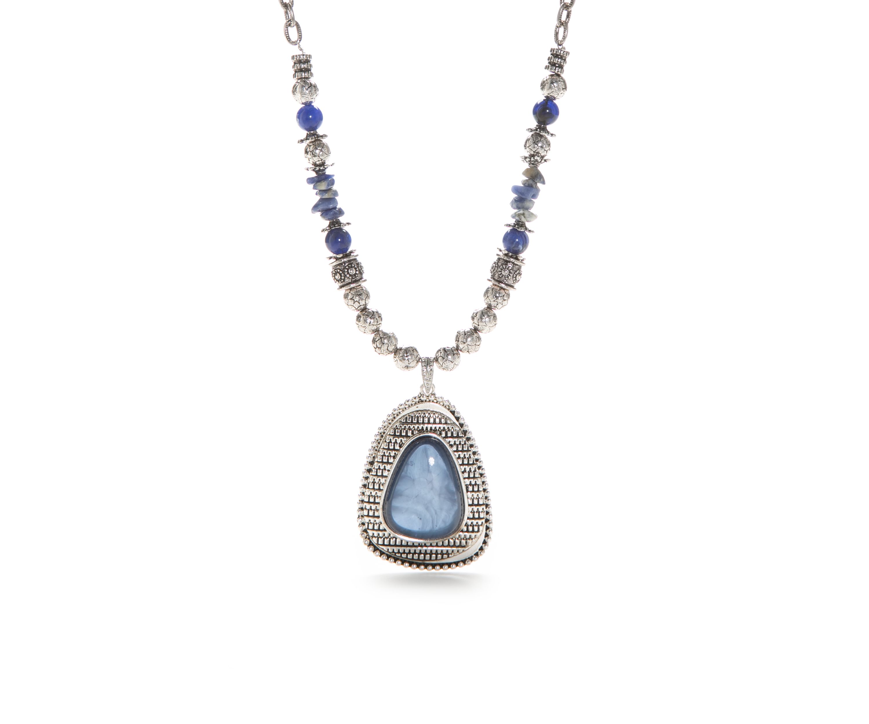 Silver-Tone Teardrop Pendant Necklace