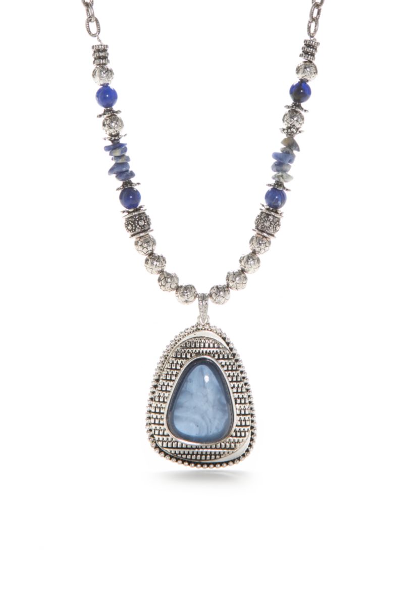 Silver-Tone Teardrop Pendant Necklace