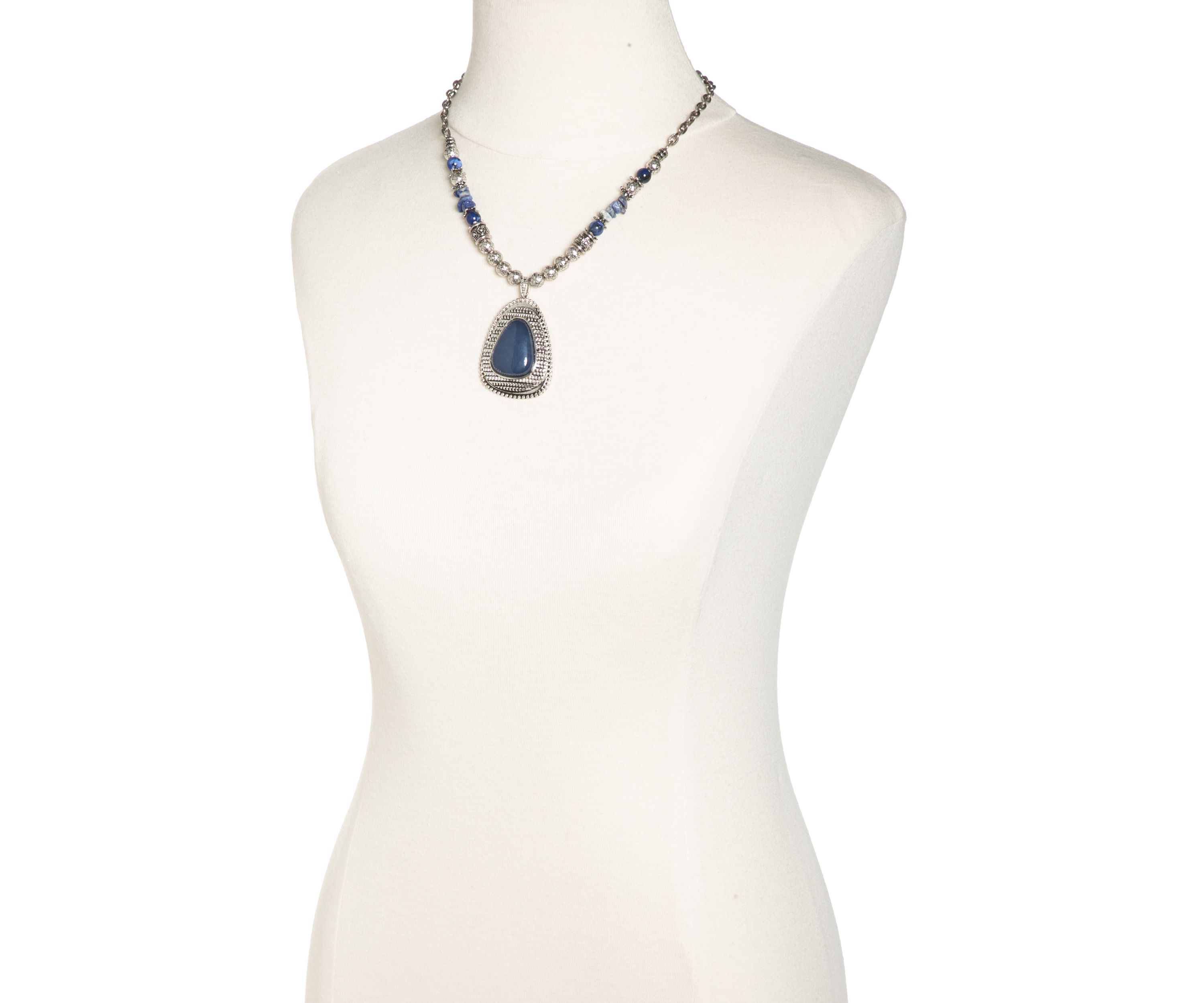 Silver-Tone Teardrop Pendant Necklace