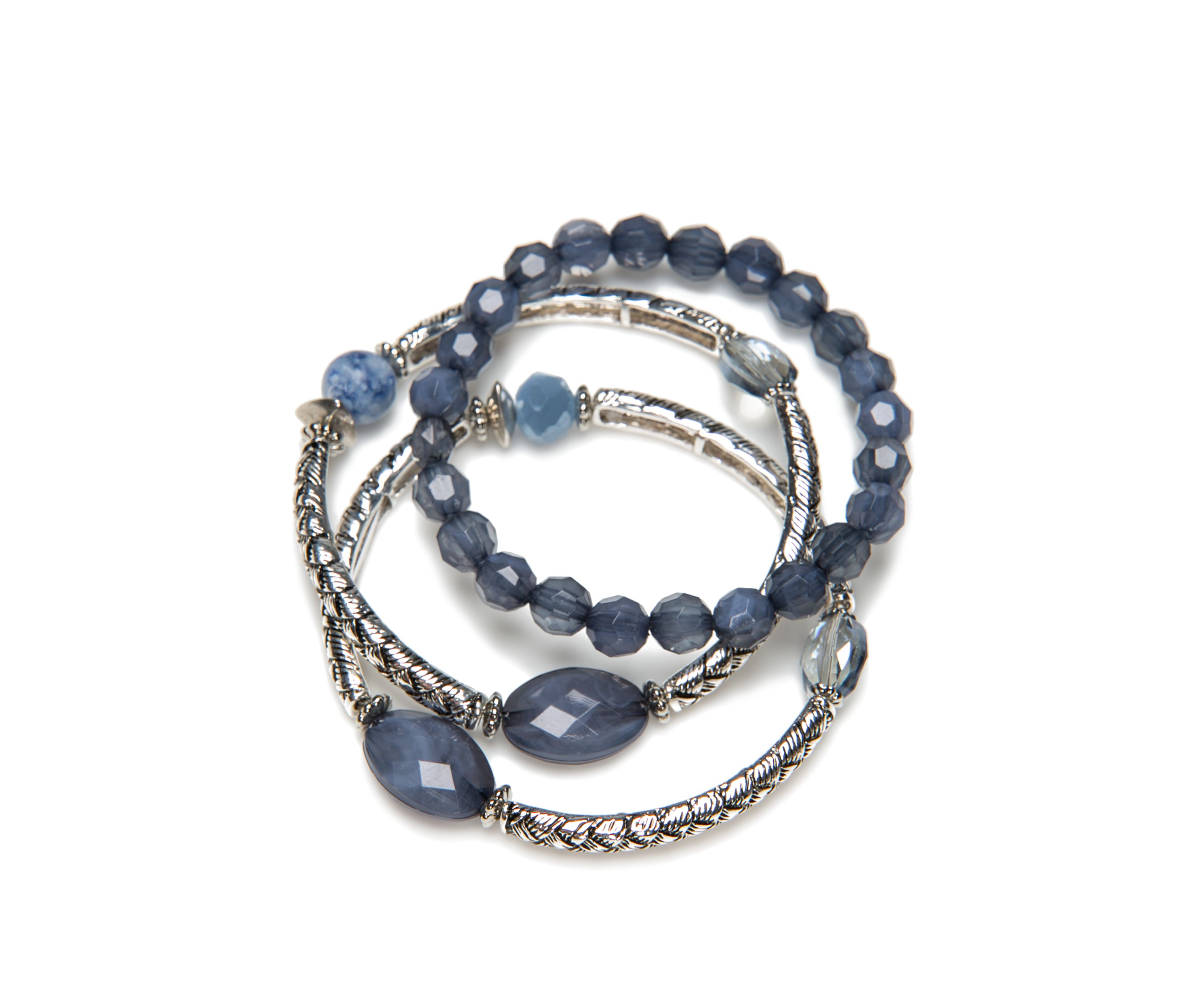 Silver-Tone 3 Row Stretch Bracelet 